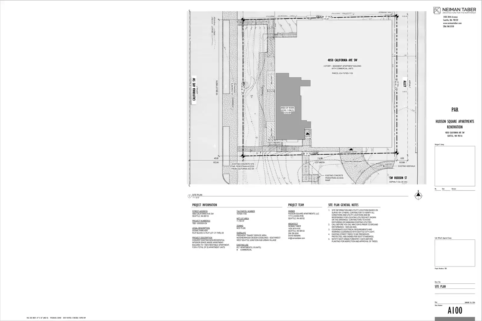 Site plan for 4850 California Ave SW