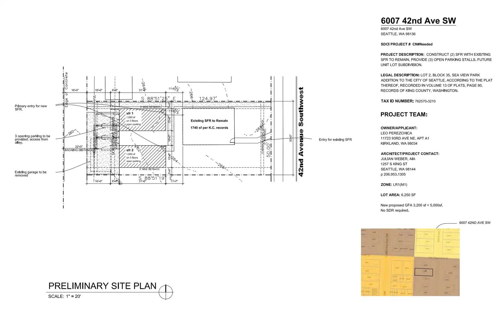 Site plan for 6007 42nd Ave SW