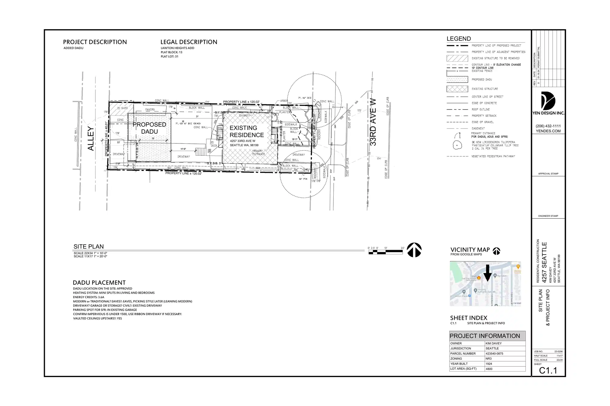 Site plan for 4257 B 33rd Ave W
