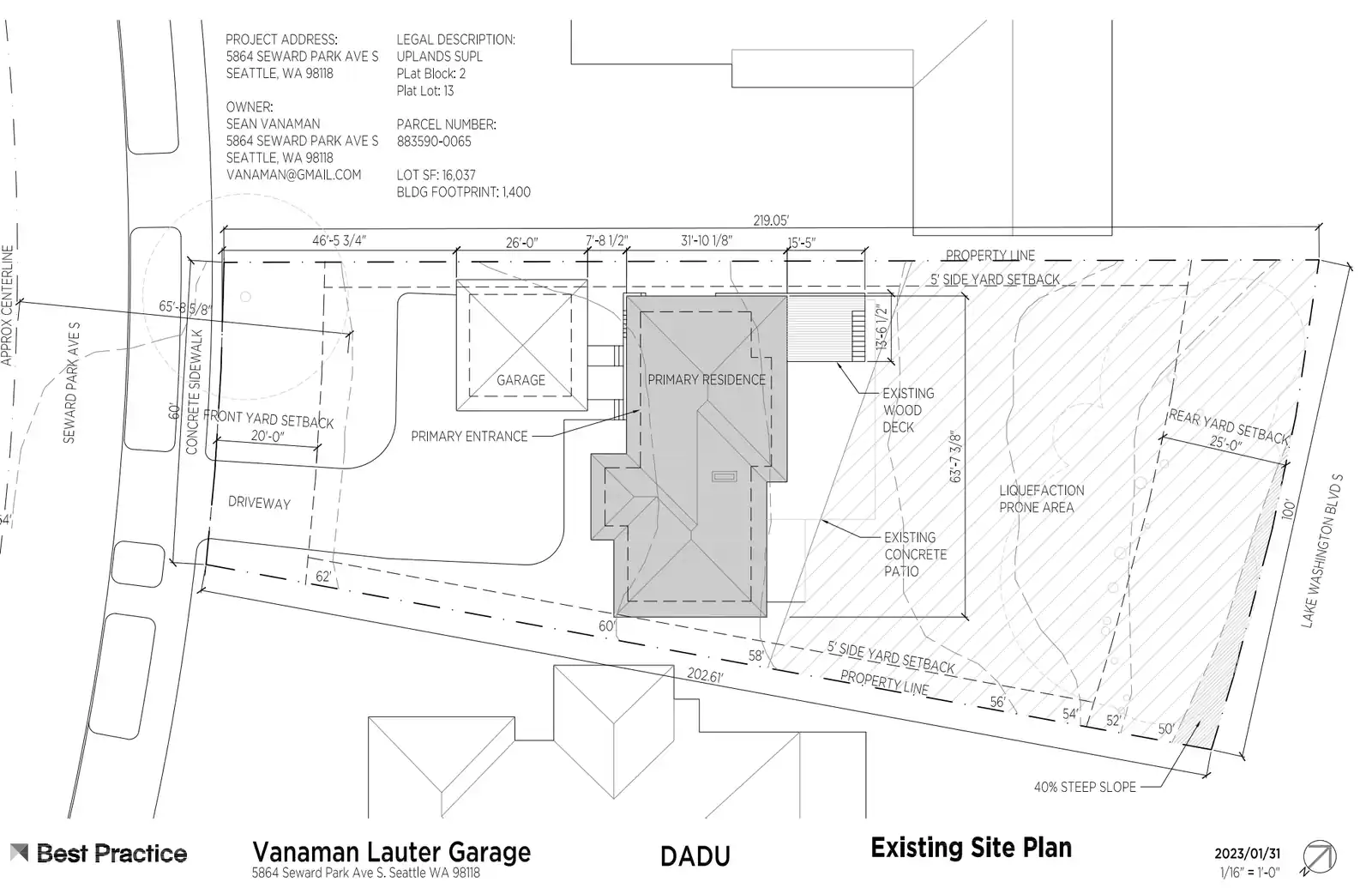 Site plan for 5862 Seward Park Ave S