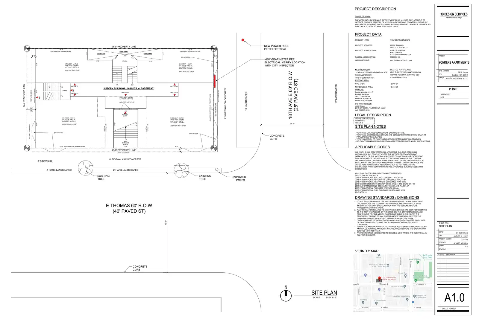 Site plan for 1722 E Thomas St