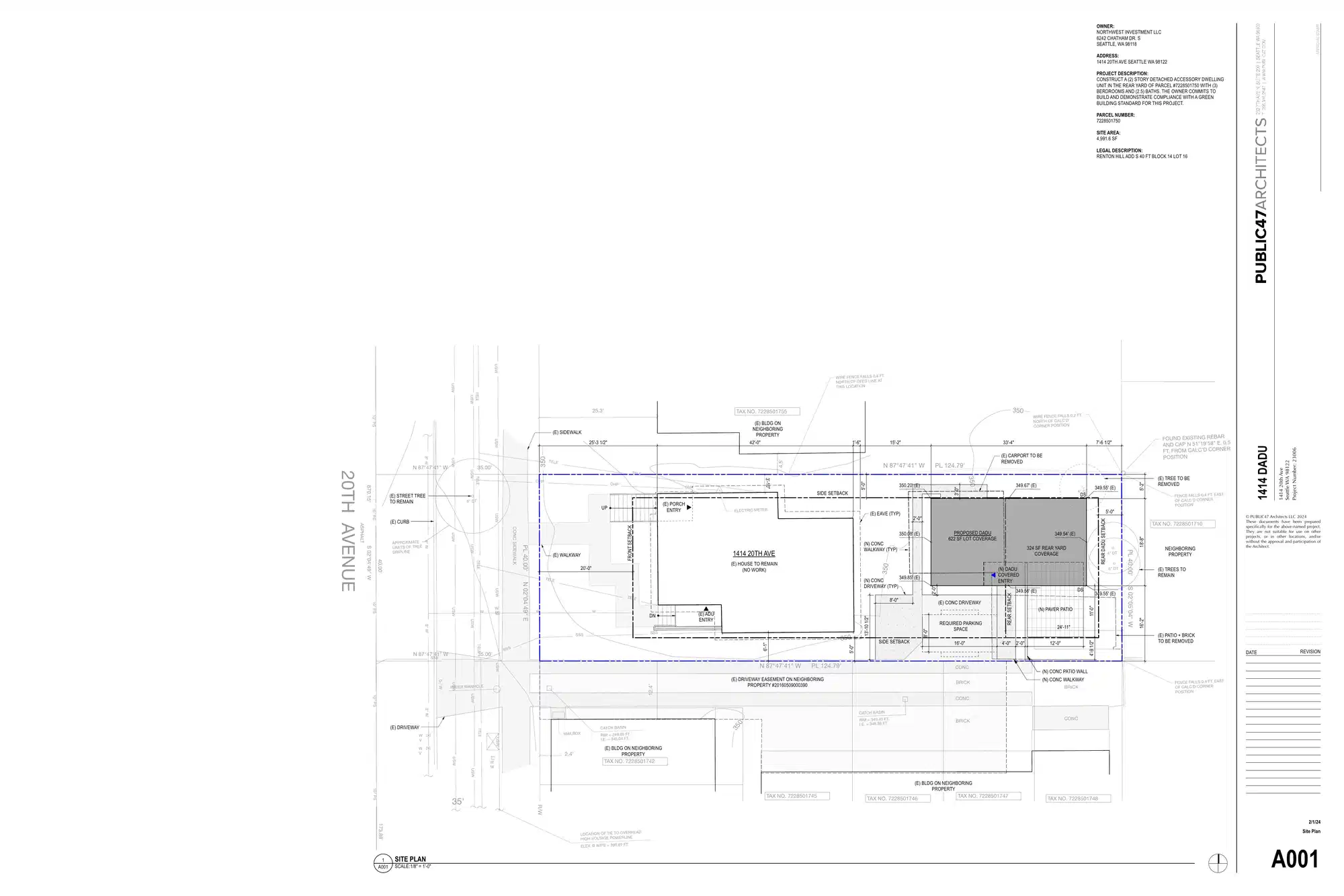 Site plan for 1414 20th Ave
