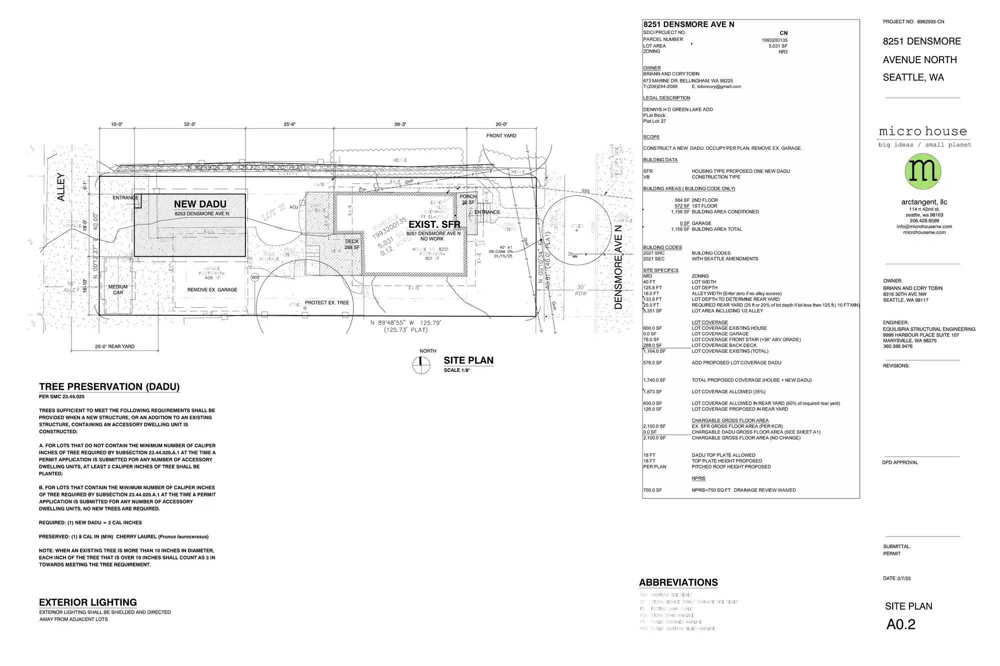 Site plan for 8253 Densmore Ave N