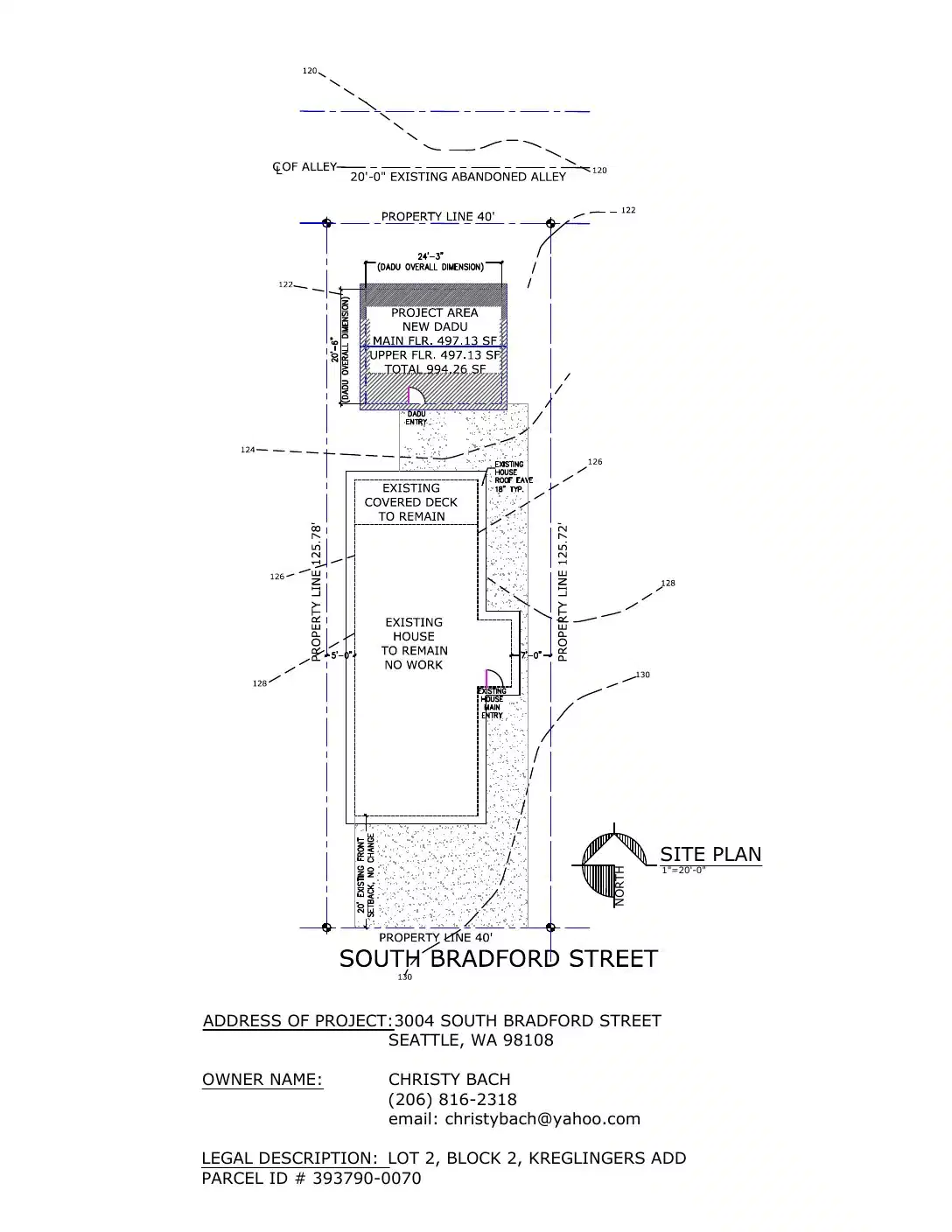 Site plan for 3004 S Bradford St
