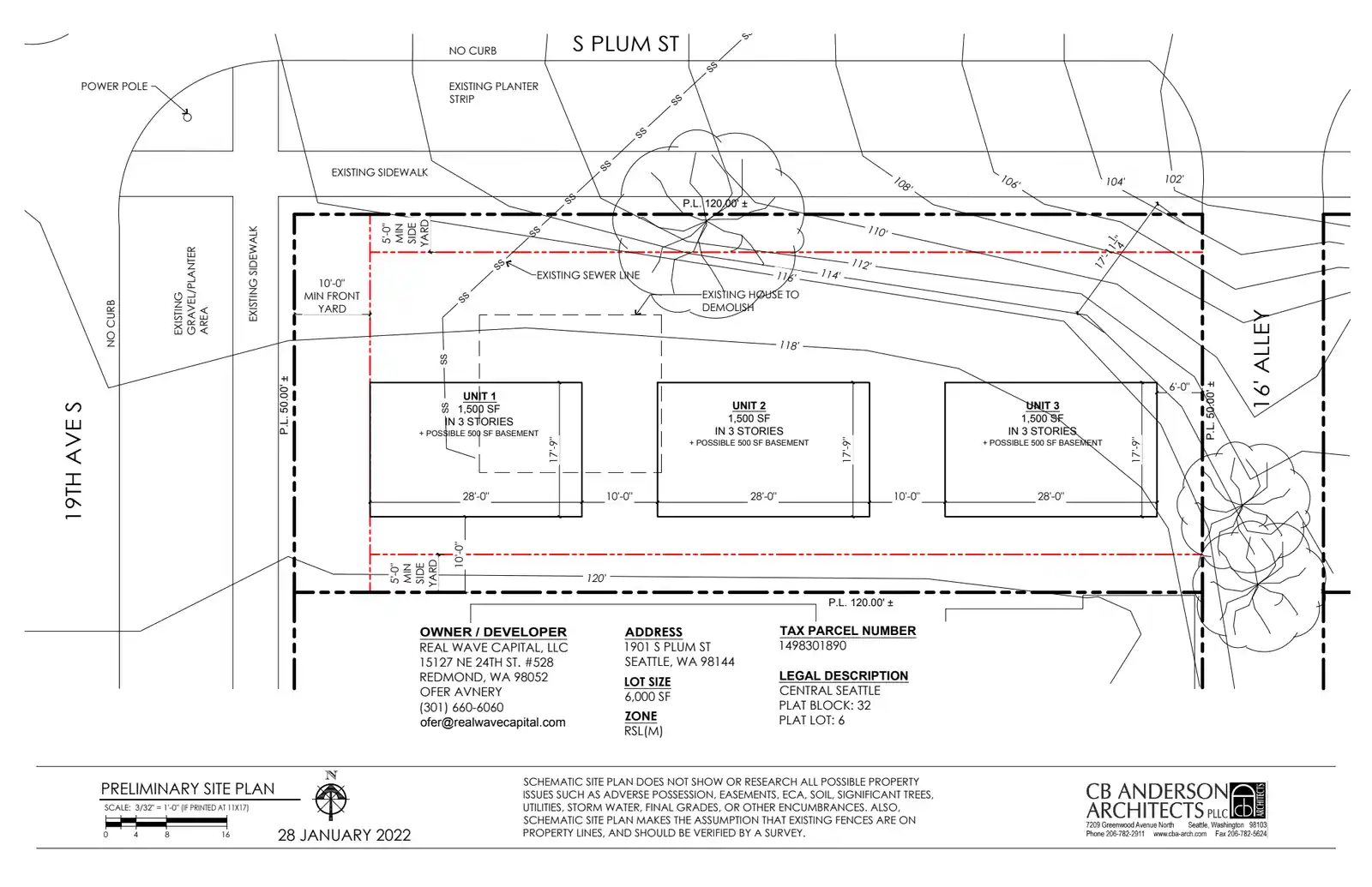 Site plan for 1901 S Plum St