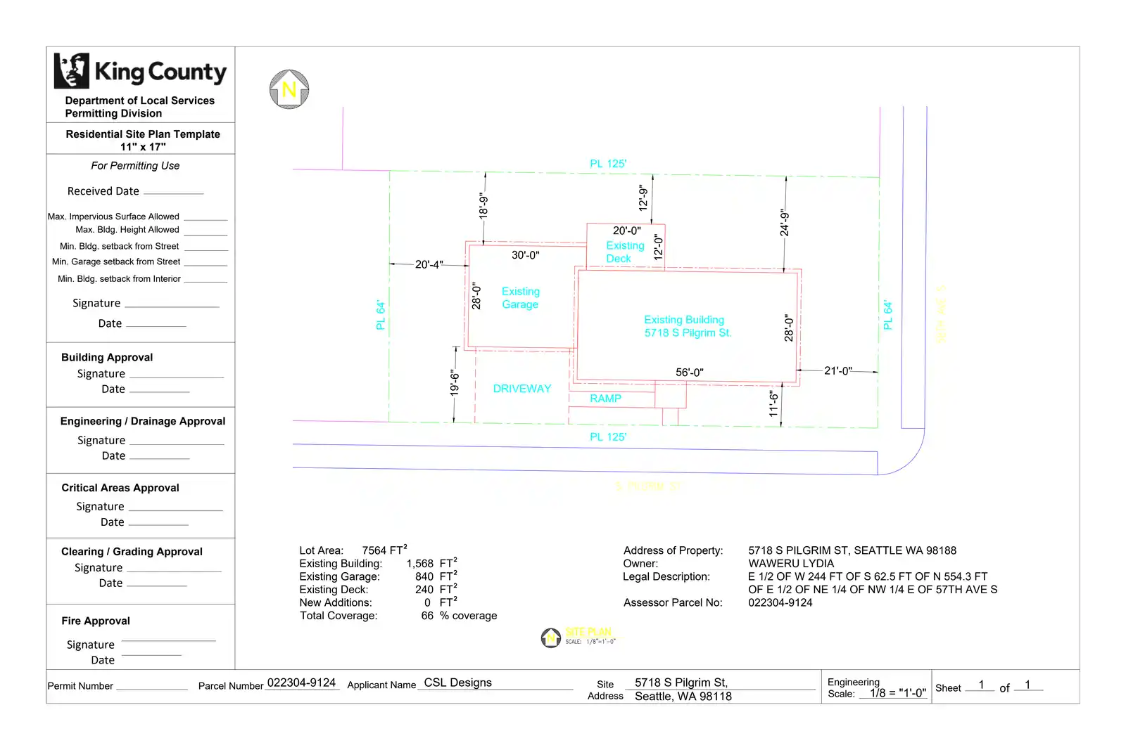 Site plan for 5718 S Pilgrim St