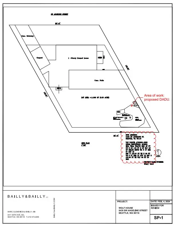 Site plan for 5439 SW Angeline St