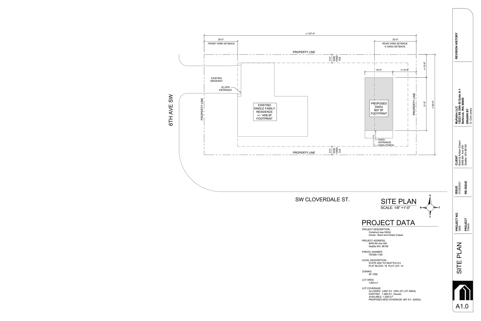 Site plan for 8456 6th Ave SW