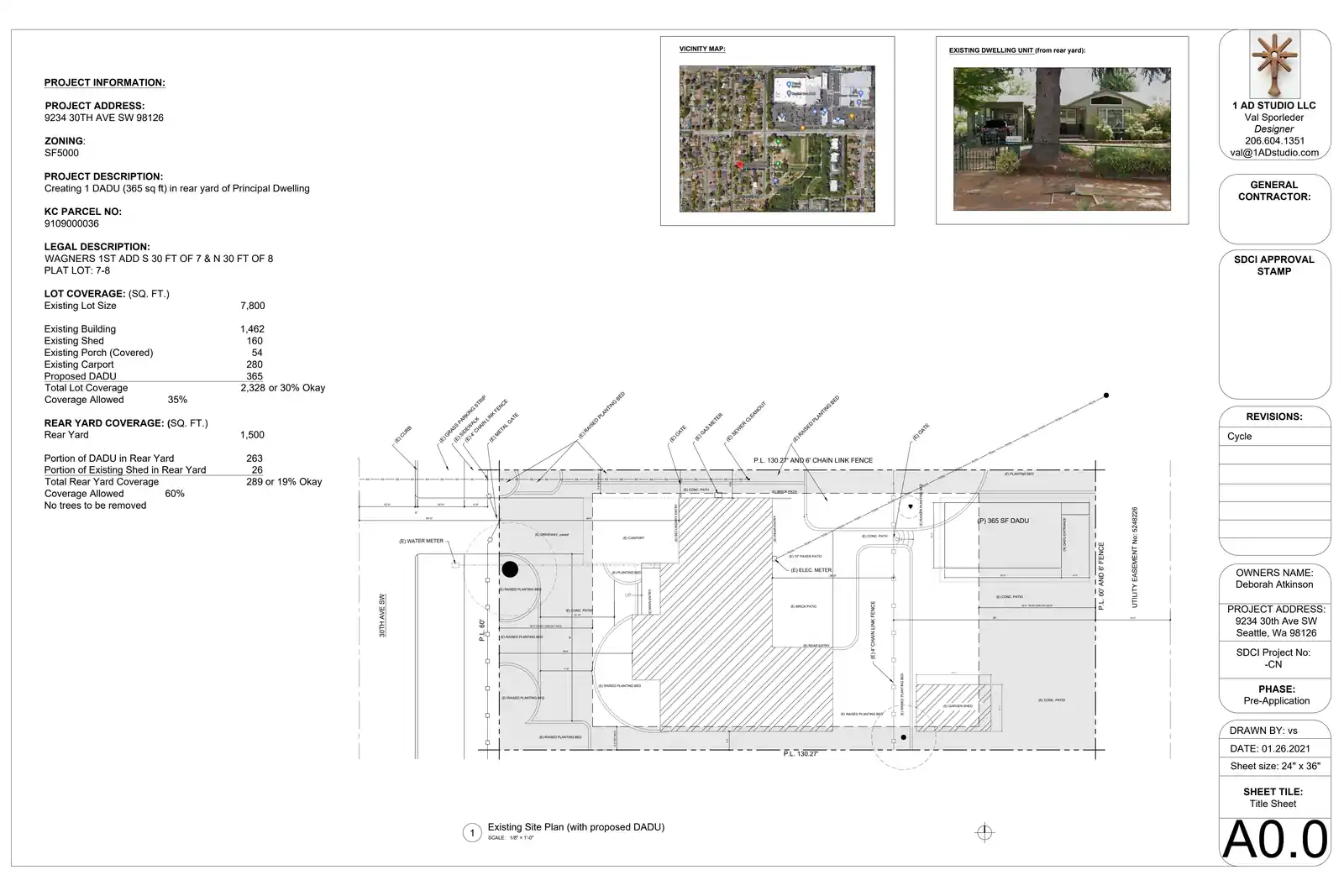 Site plan for 9234 30th Ave SW