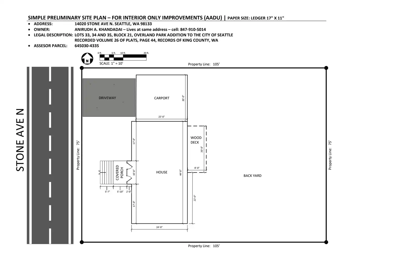 Site plan for 14020 Stone Ave N