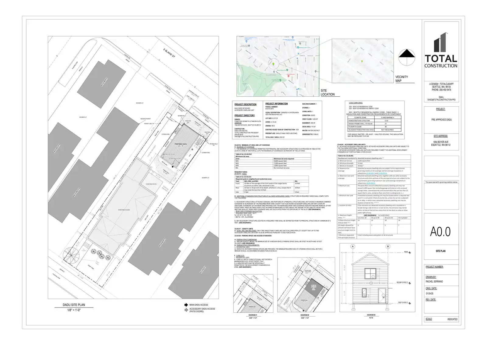 Site plan for 2209 E Blaine St