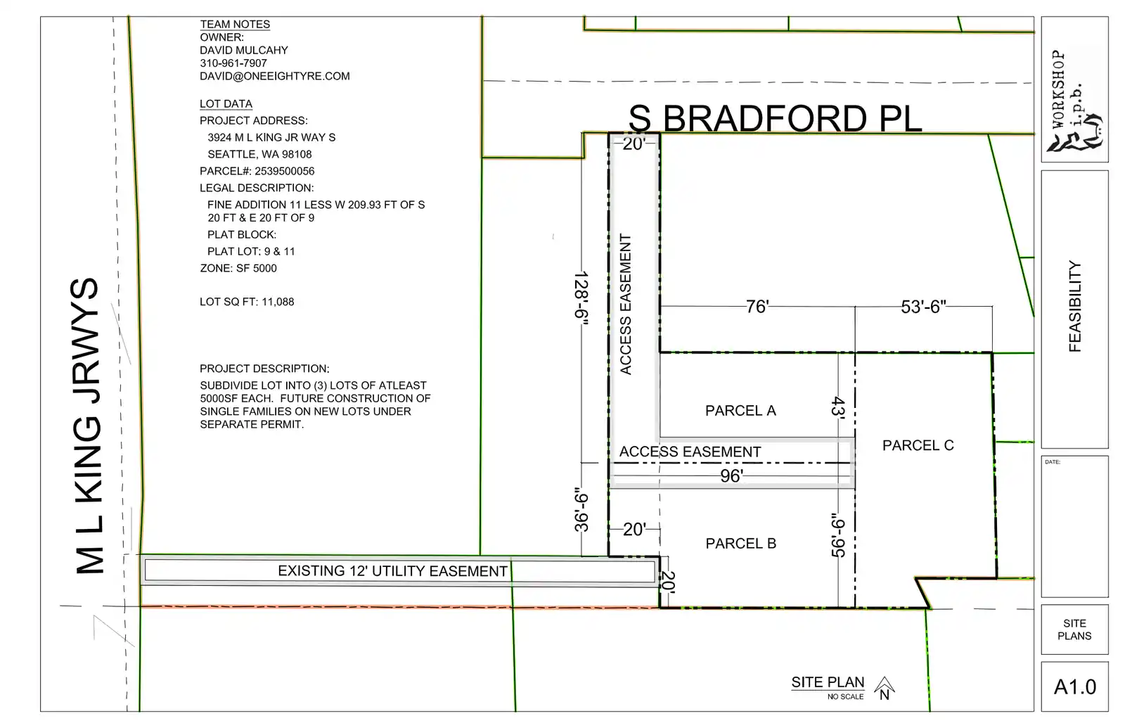 Site plan for 3924 M L King Jr Way S