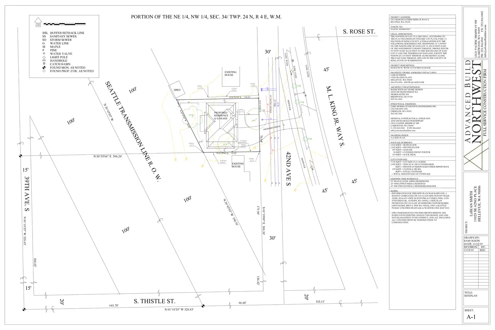 Site plan for 8311 M L King Jr Way S