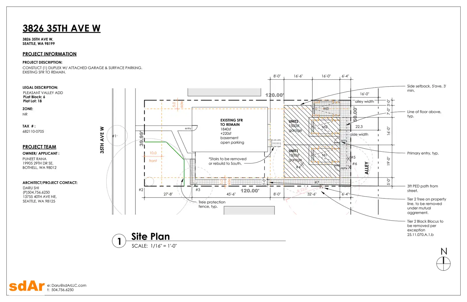 Site plan for 3824 A 35th Ave W