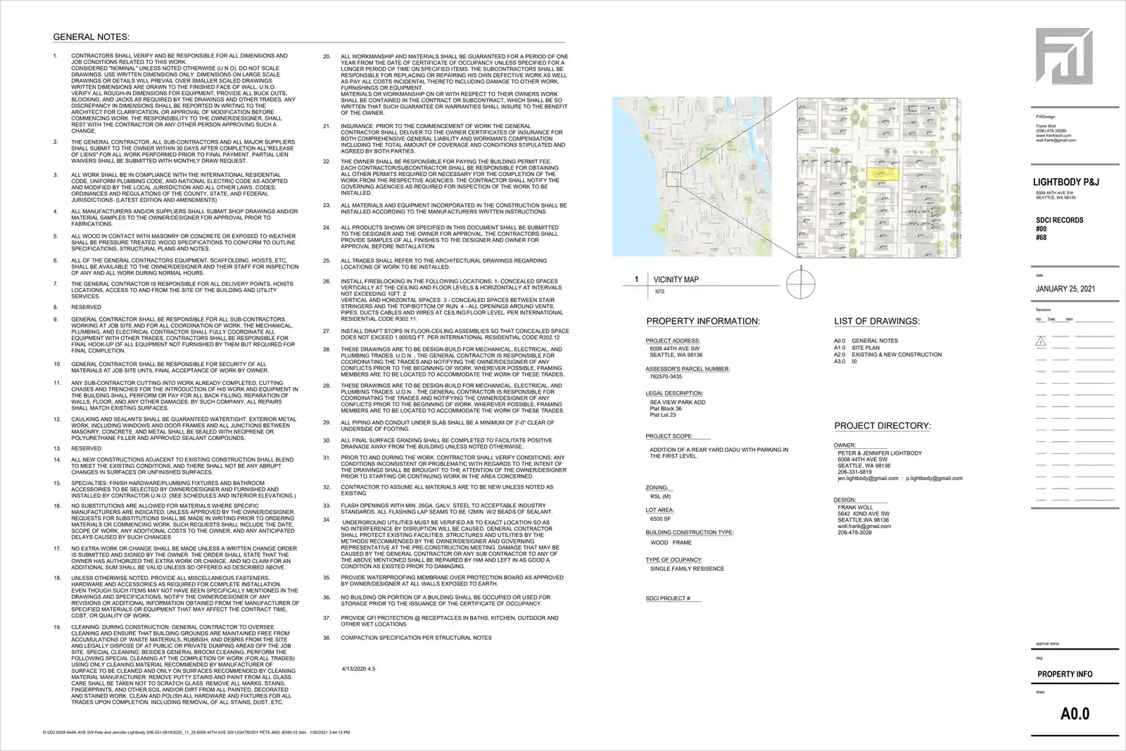 Site plan for 6008 48th Ave SW
