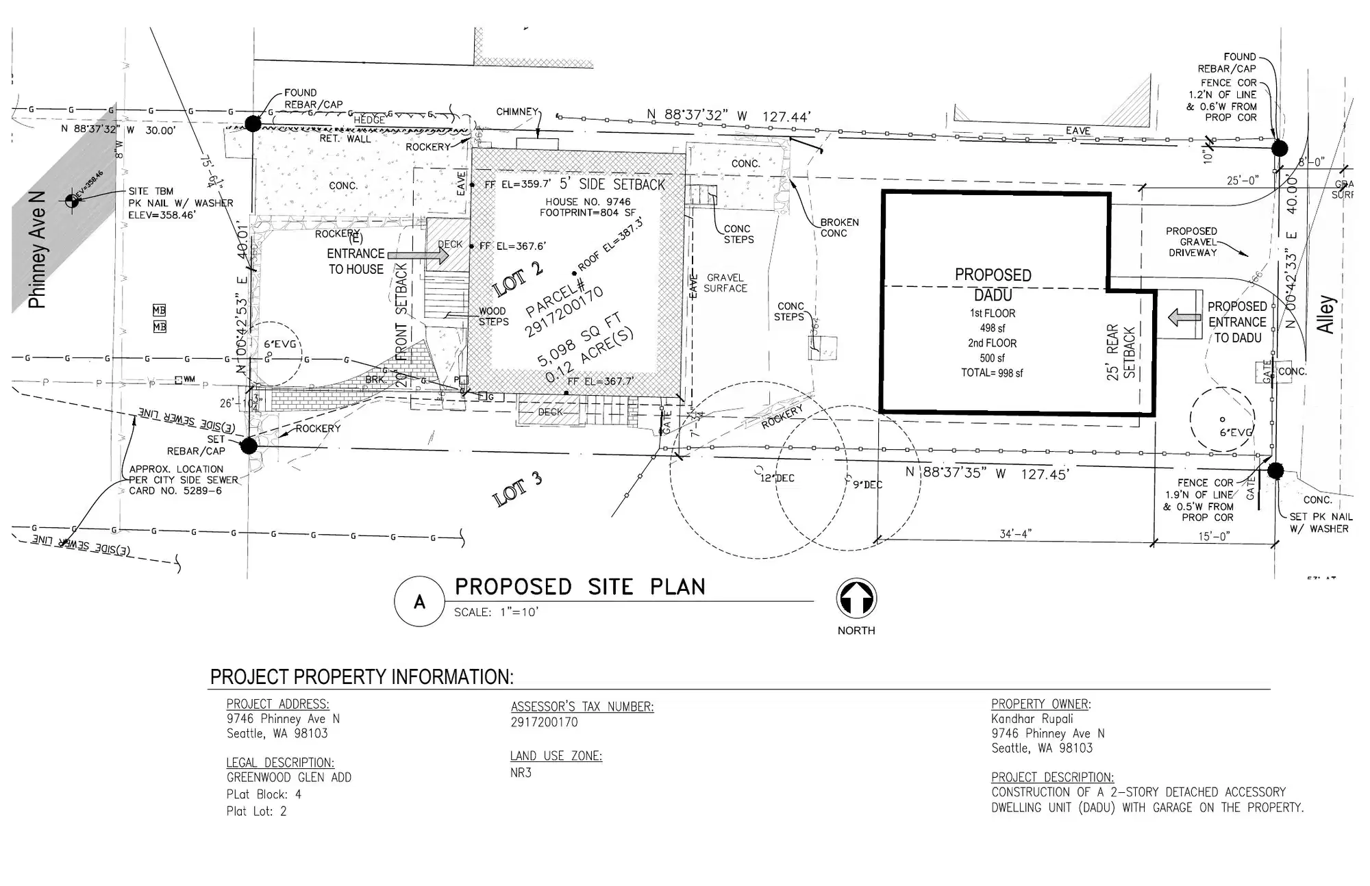 Site plan for 9746 Phinney Ave N