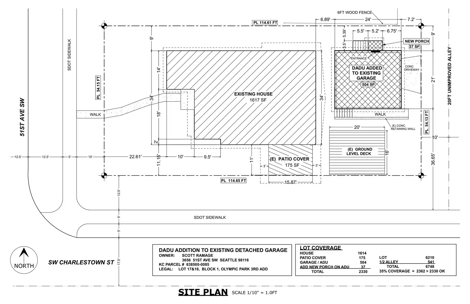 Site plan for 3654 51st Ave SW