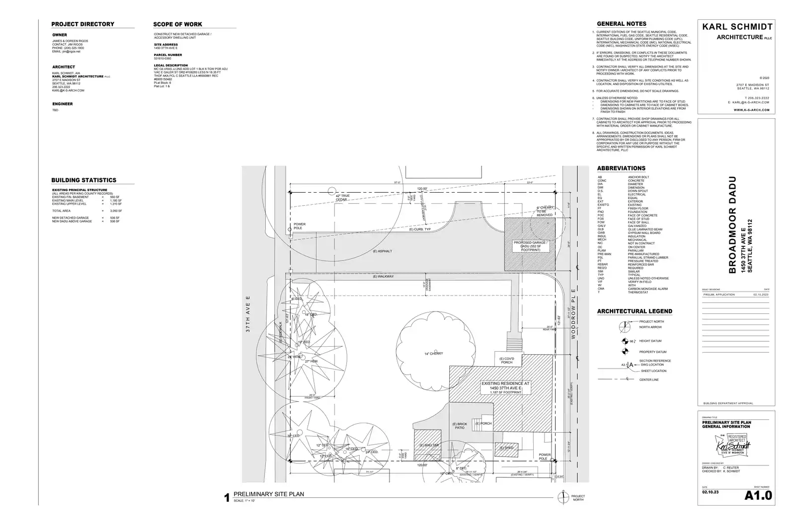 Site plan for 1433 Woodrow Pl E