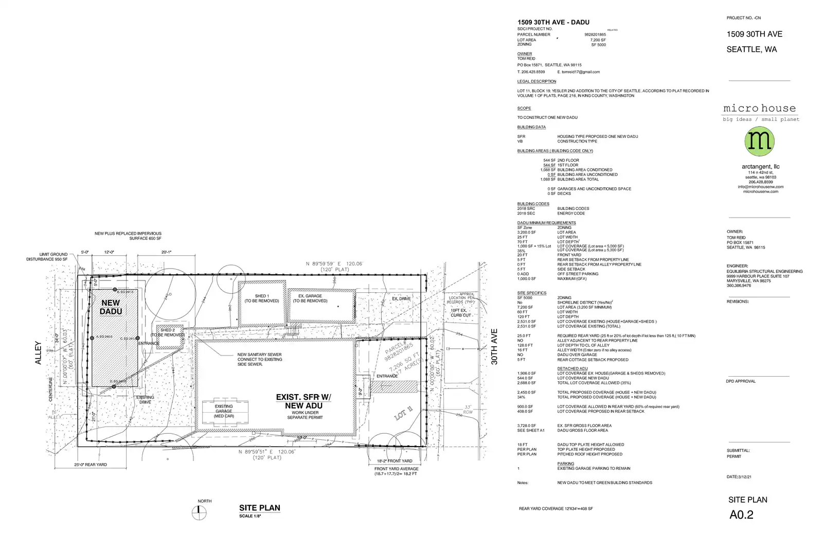 Site plan for 1509 30th Ave
