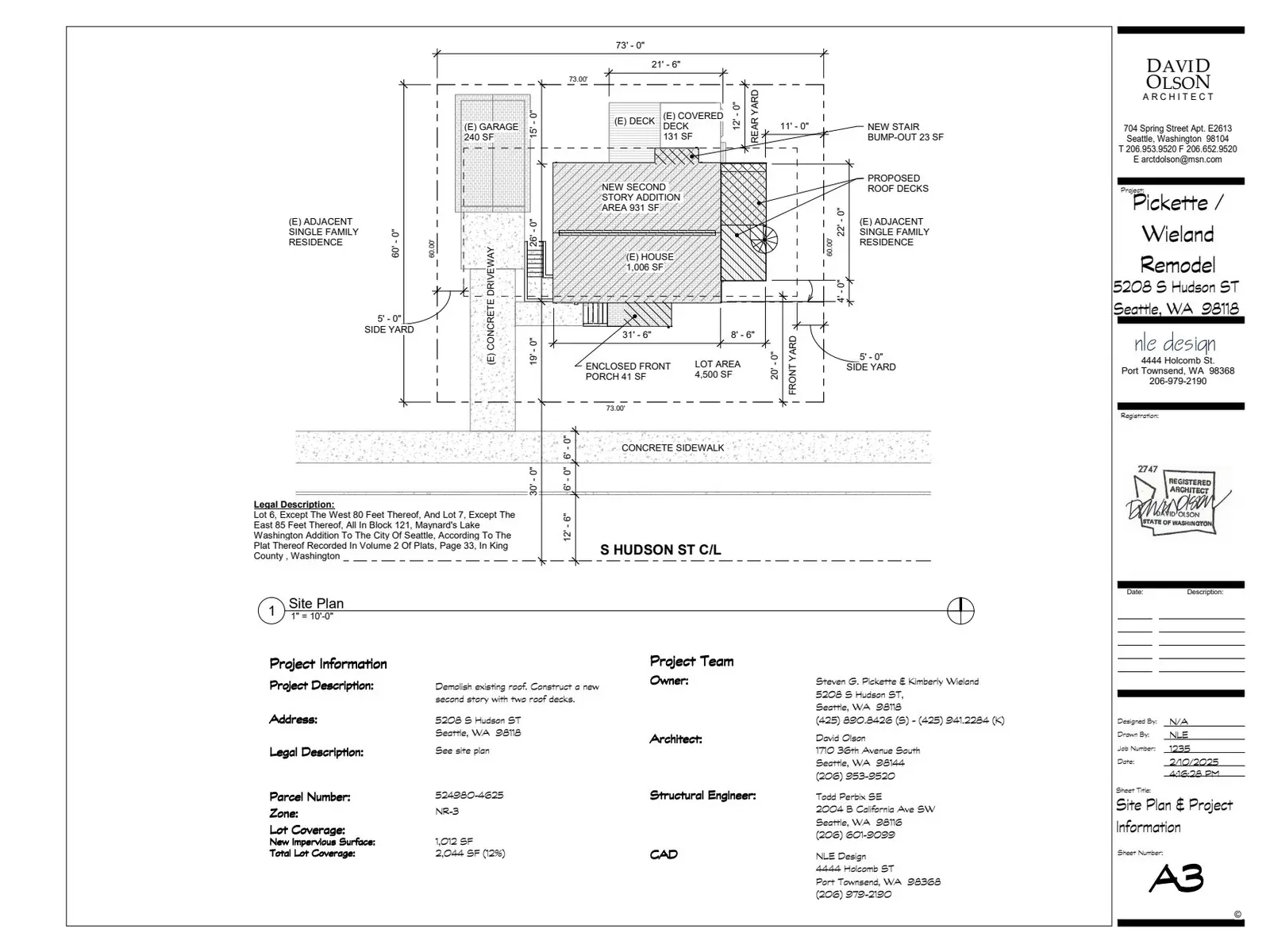 Site plan for 5208 S Hudson St