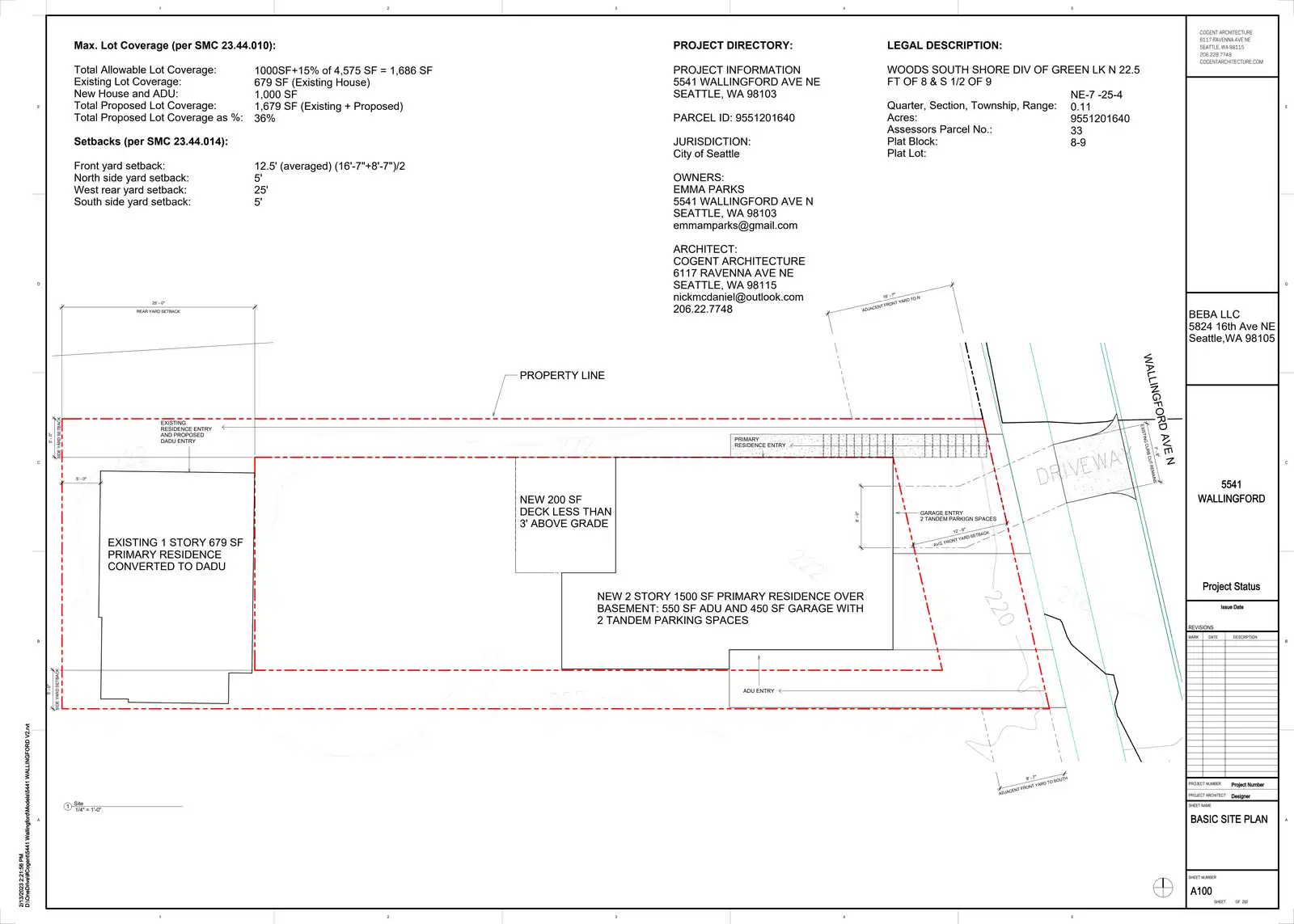 Site plan for 5541 Wallingford Ave N