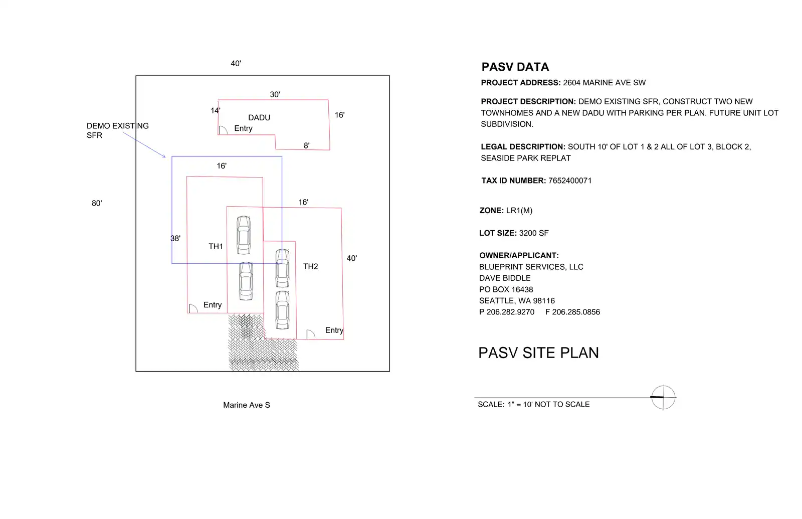 Site plan for 2604 Marine Ave SW