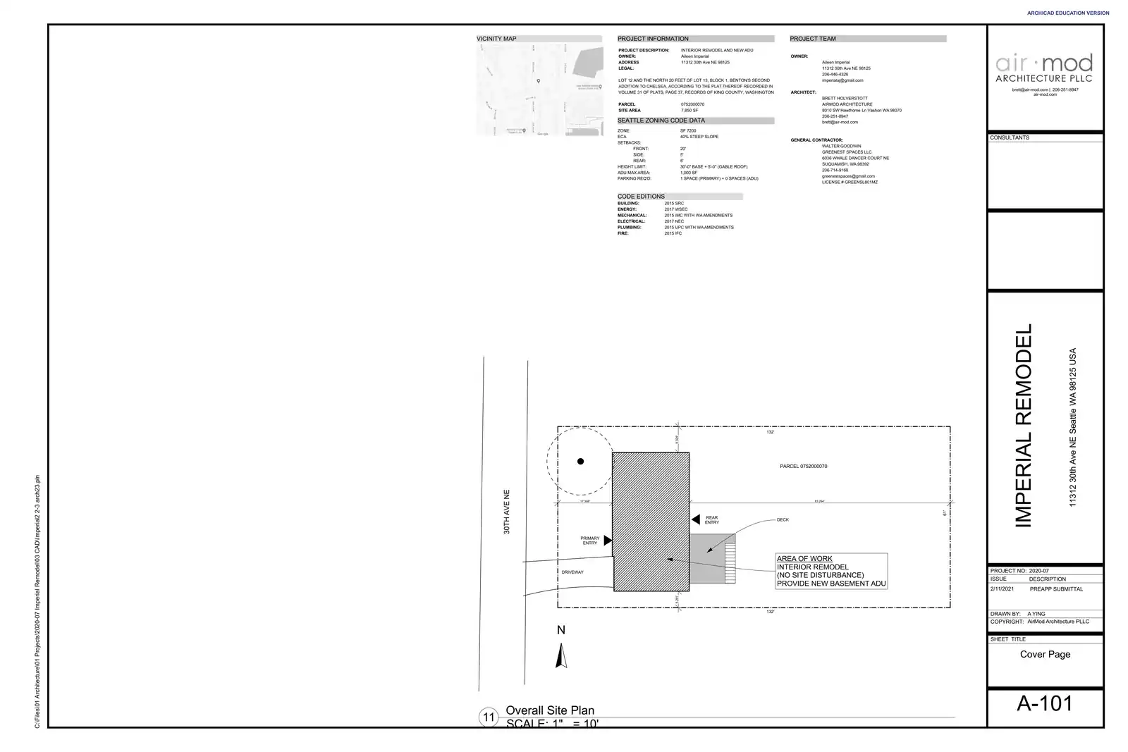 Site plan for 11312 30th Ave NE