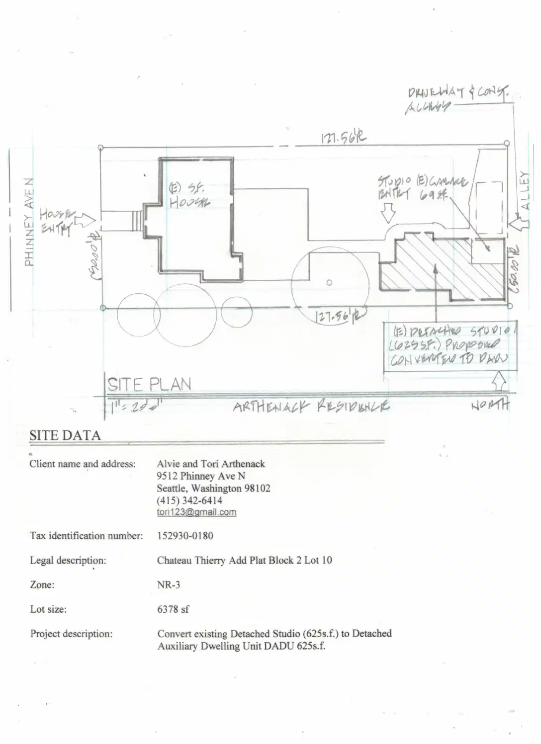 Site plan for 9510 Phinney Ave N