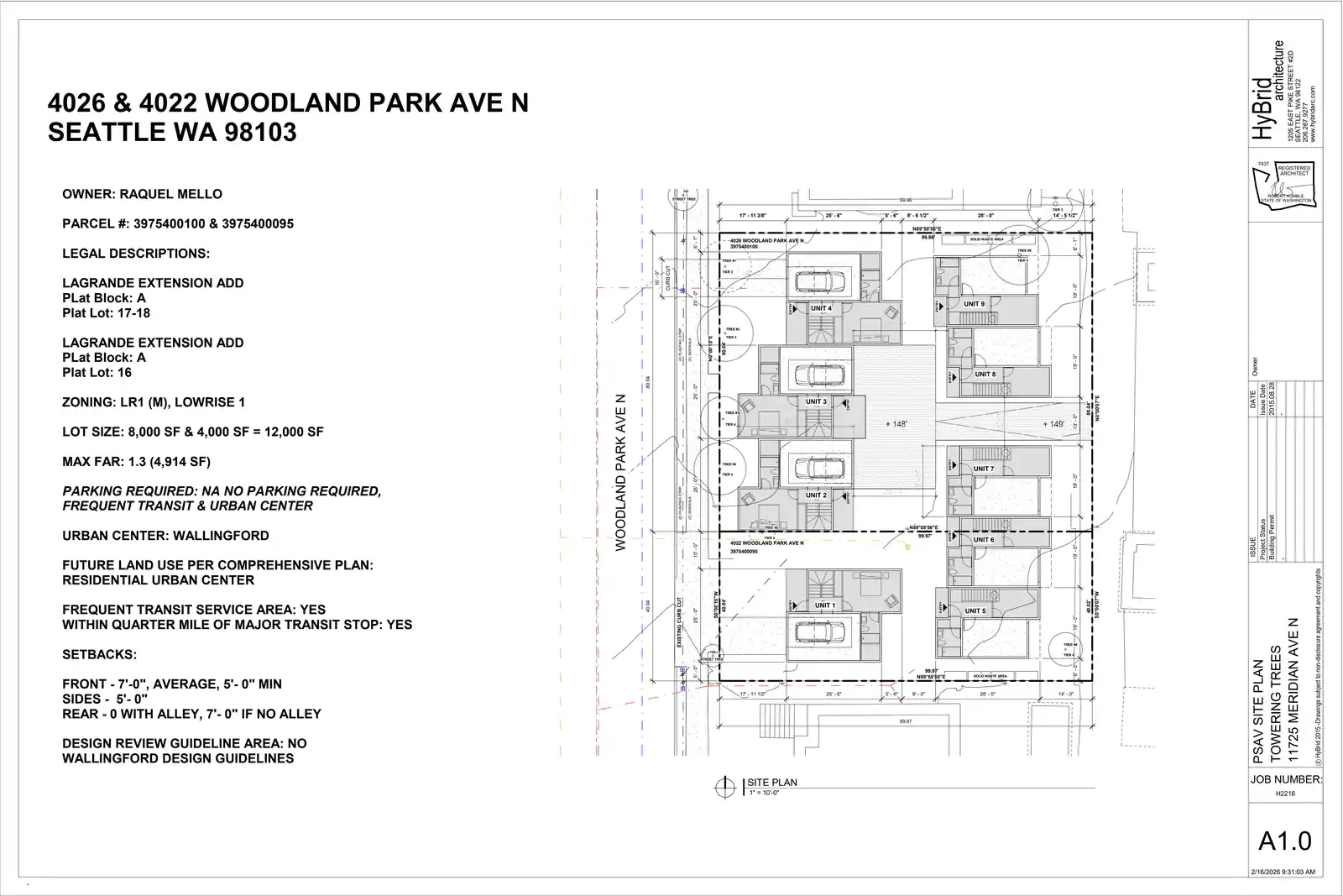 Site plan for 4026 Woodland Park Ave N