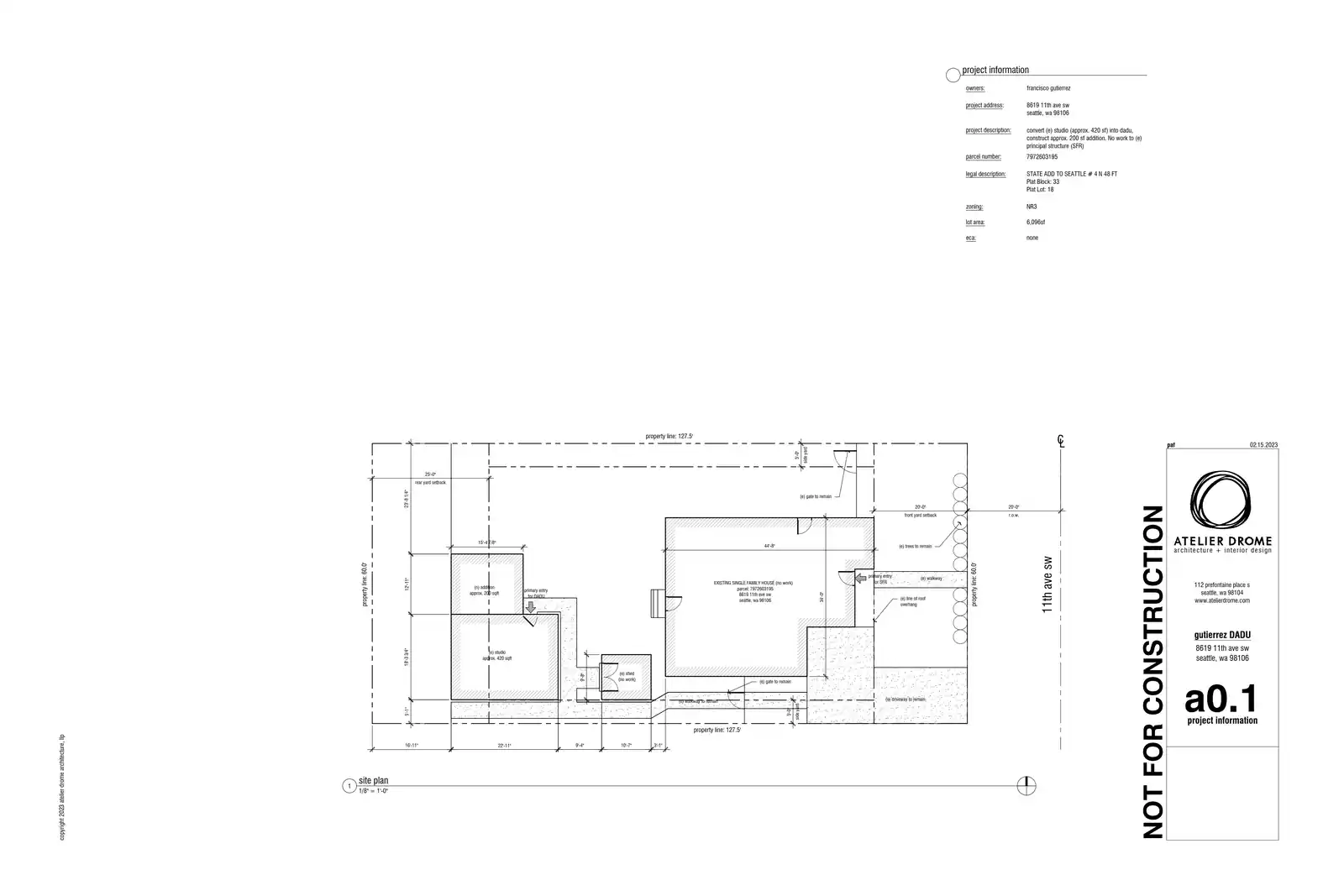 Site plan for 8619 11th Ave SW