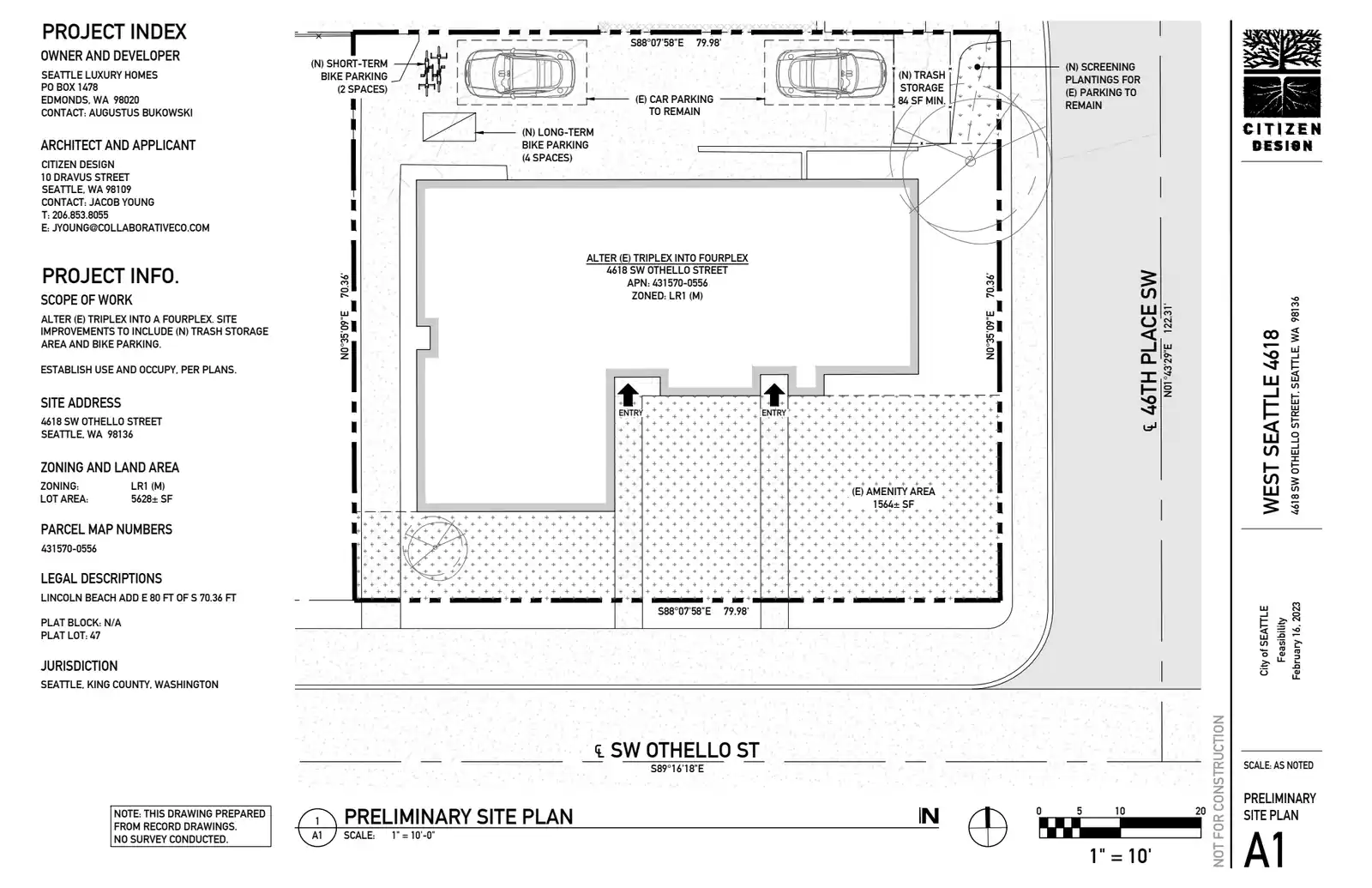 Site plan for 4618 SW Othello St
