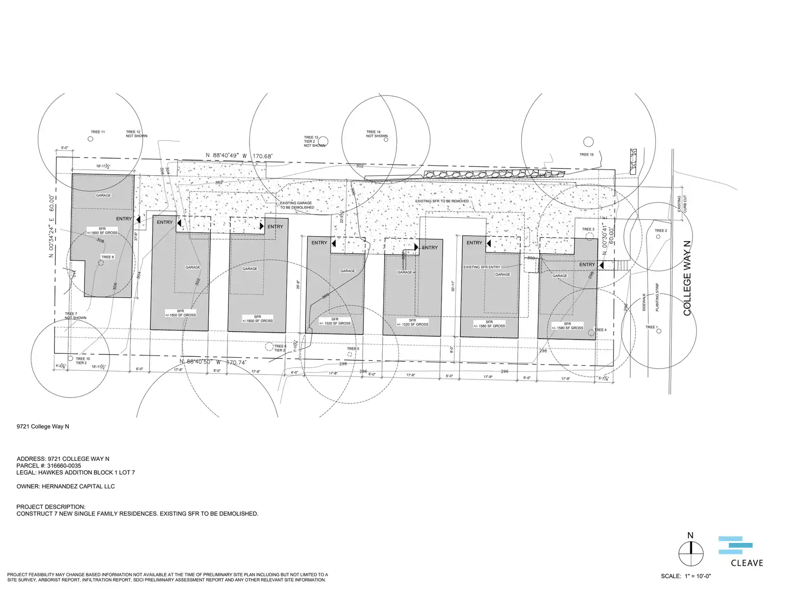 Site plan for 9721 College Way N