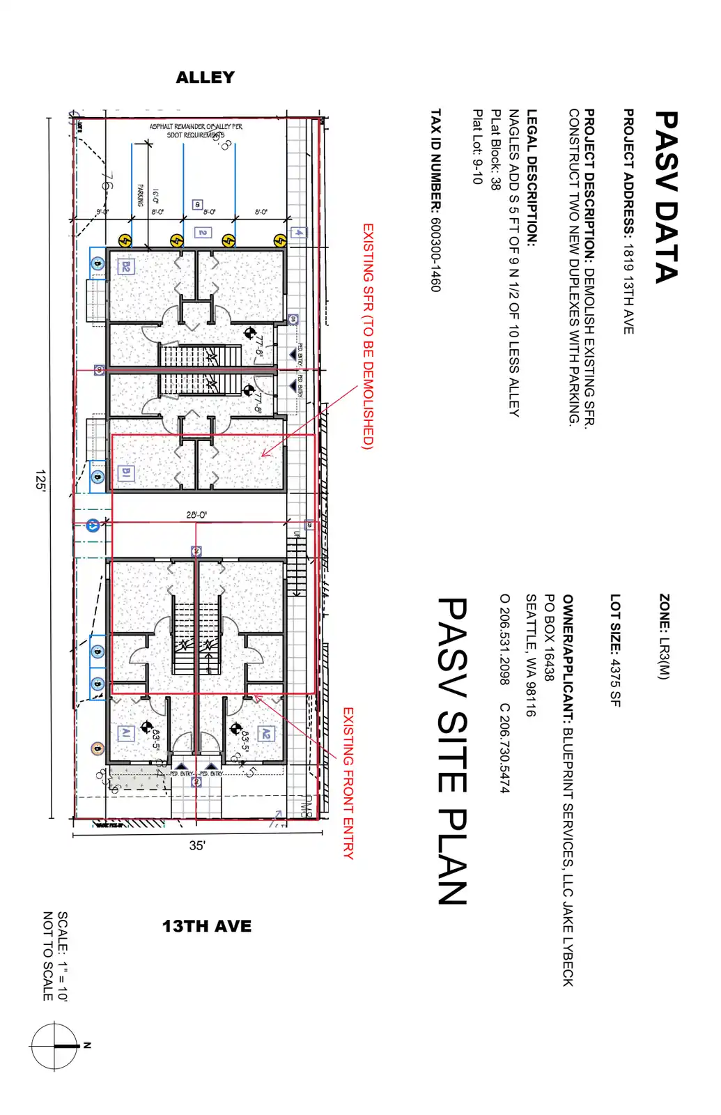 Site plan for 1819 13th Ave