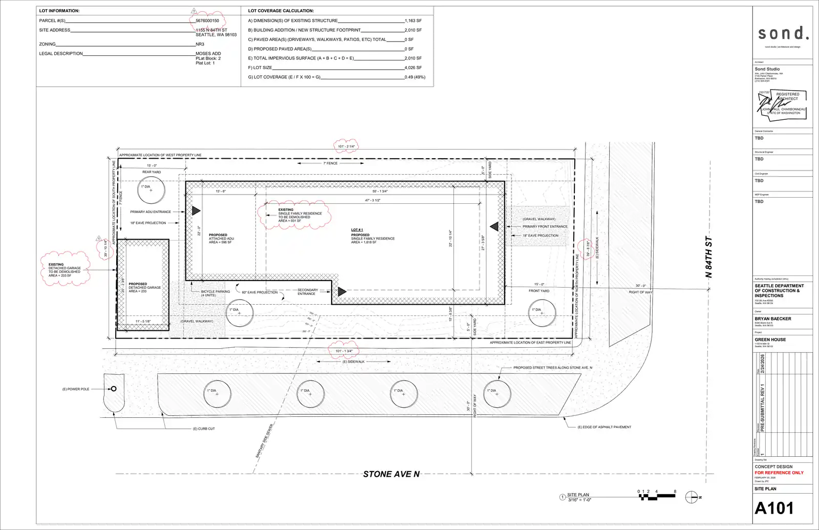 Site plan for 1155 N 84th St