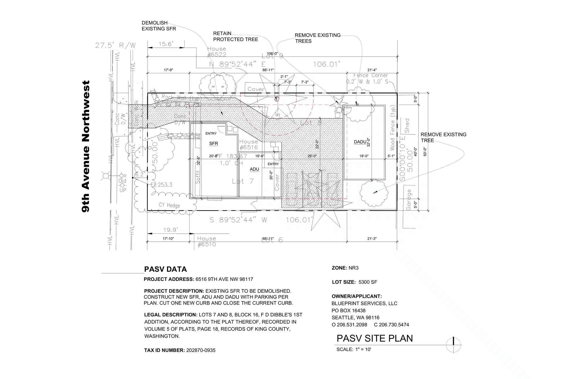 Site plan for 6516 9th Ave NW