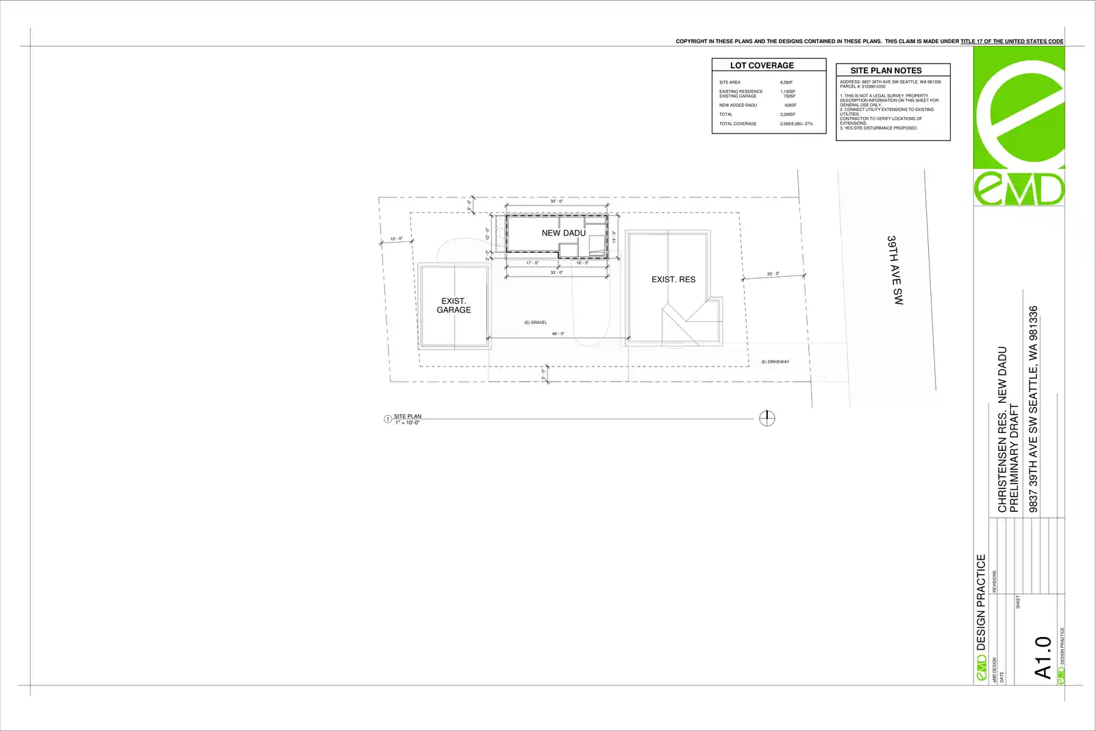 Site plan for 9837 39th Ave SW