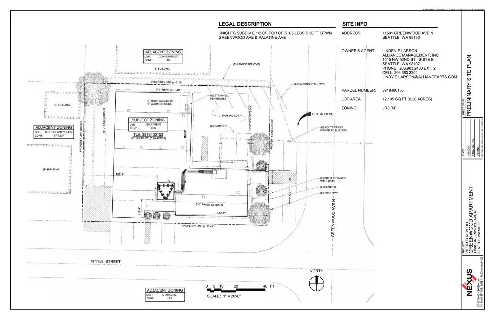 Site plan for 11501 Greenwood Ave N