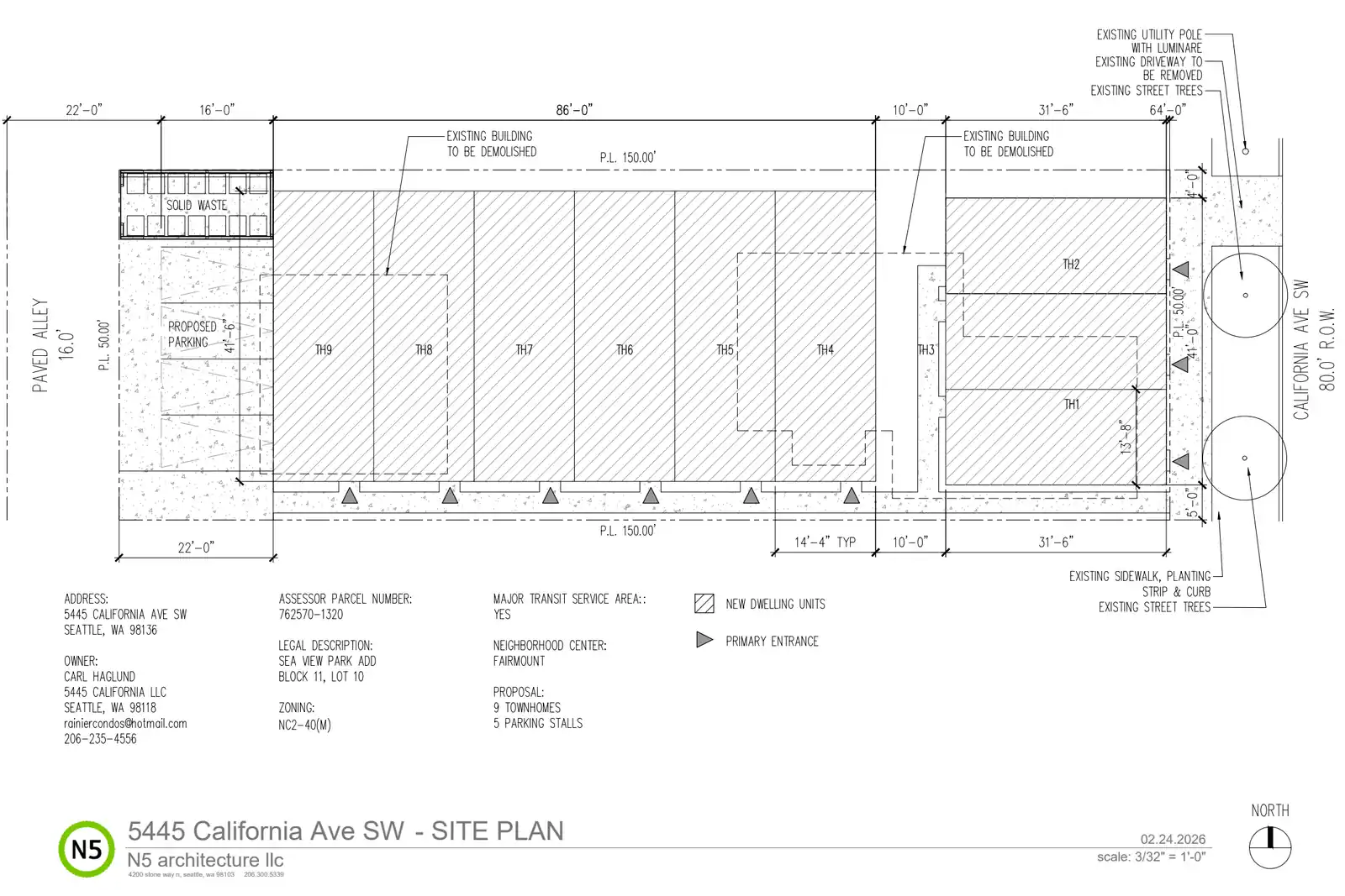 Site plan for 5445 California Ave SW