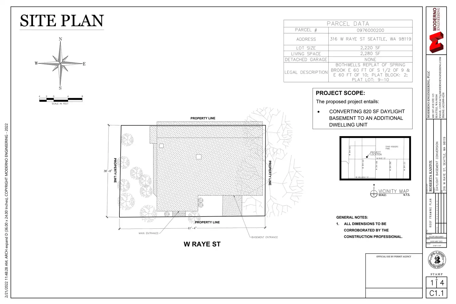 Site plan for 316 W Raye St