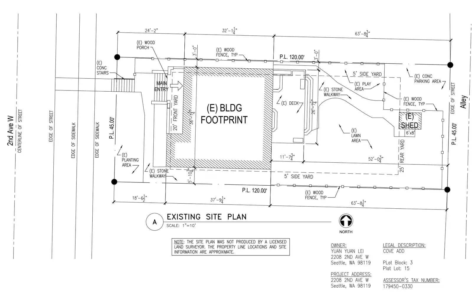 Site plan for 2208 2nd Ave W