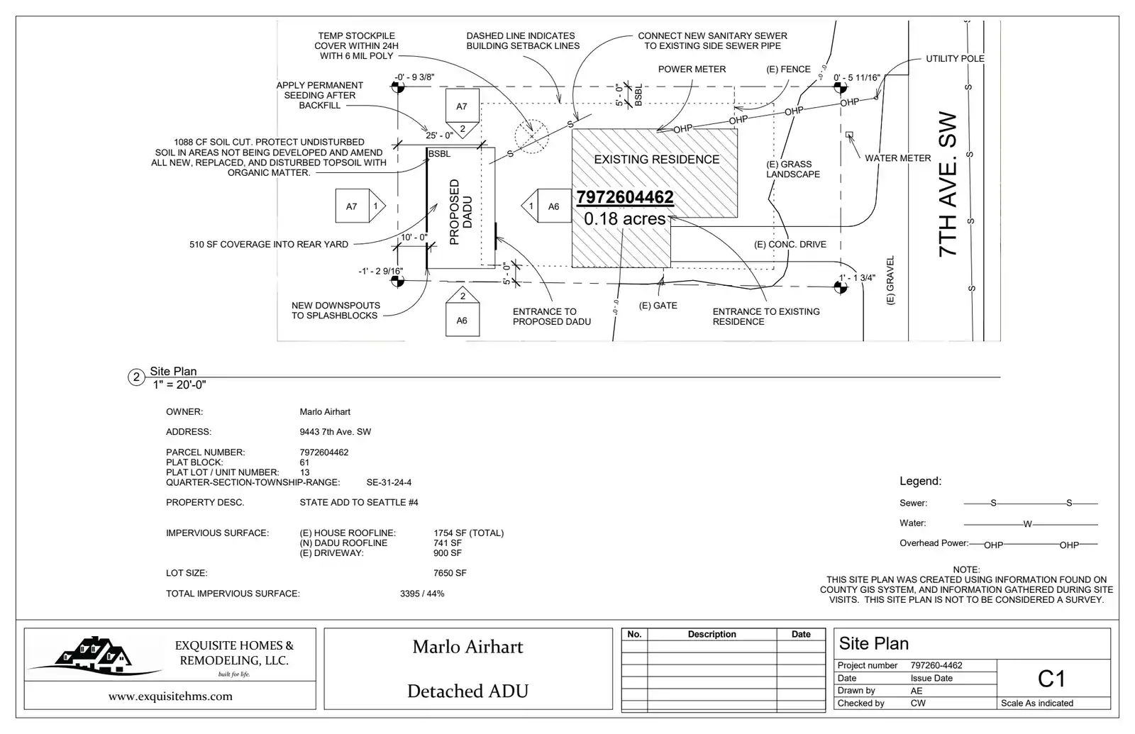 Site plan for 9443 7th Ave SW