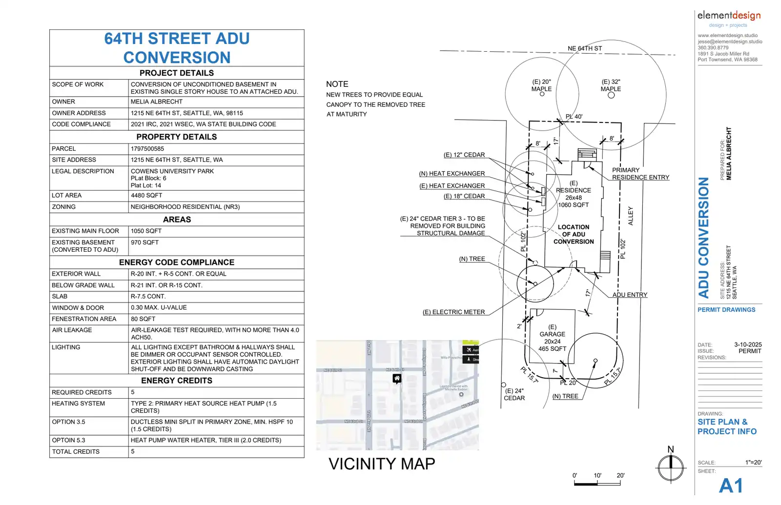 Site plan for 1215 B NE 64th St