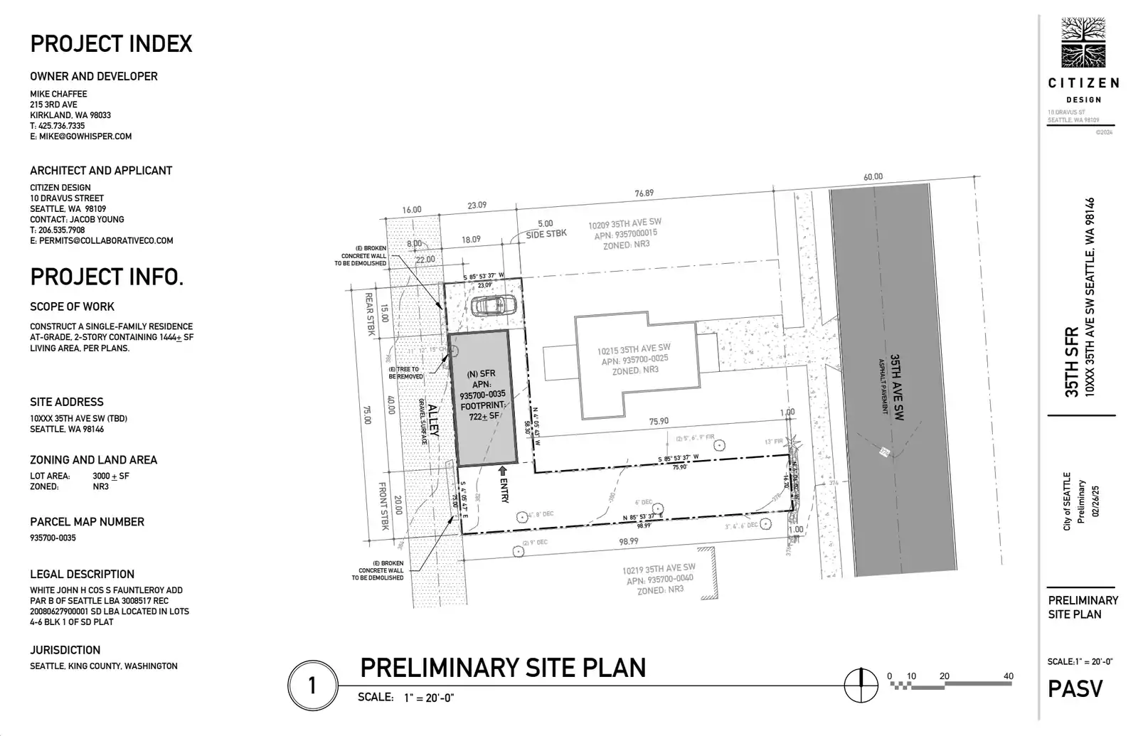 Site plan for 10217 35th Ave SW