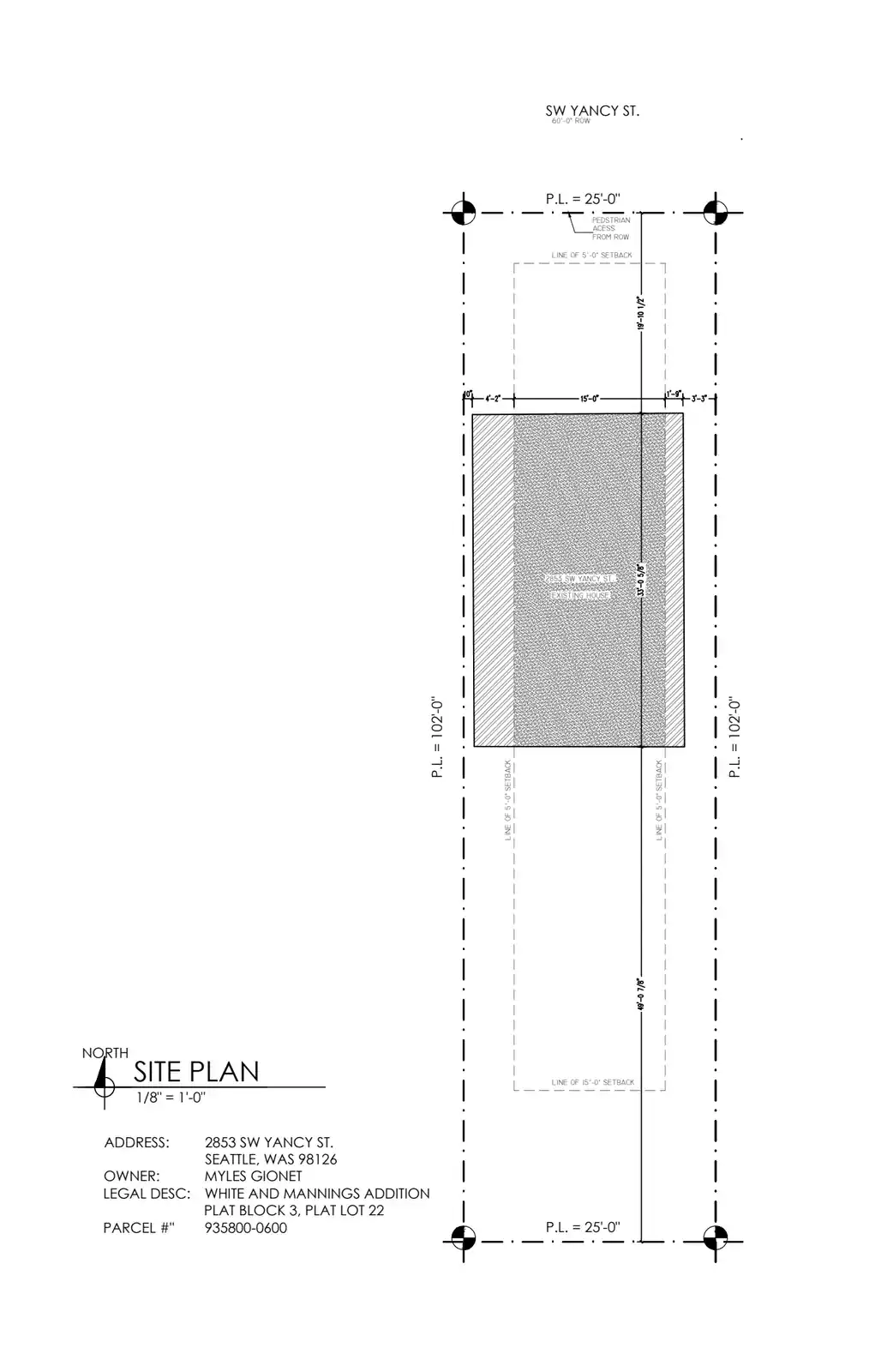 Site plan for 2853 SW Yancy St
