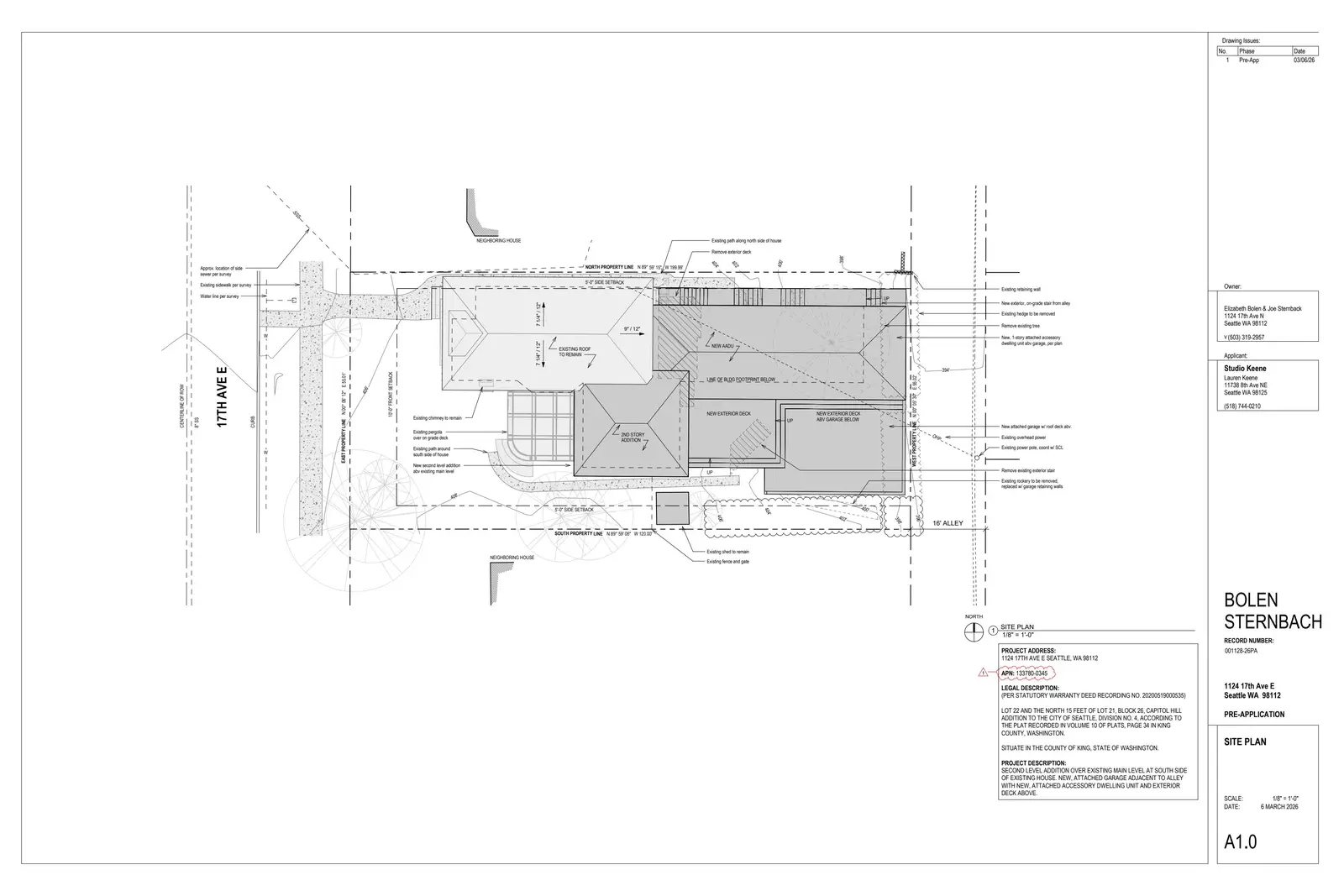 Site plan for 1124 17th Ave E