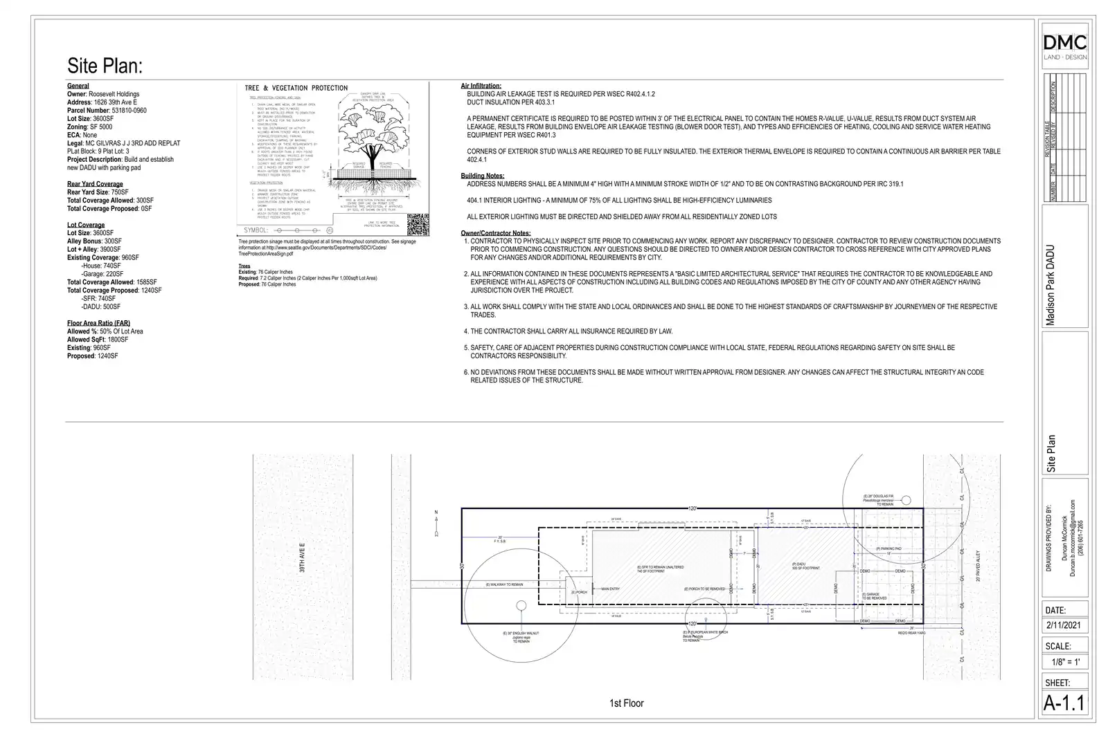 Site plan for 1628 39th Ave E