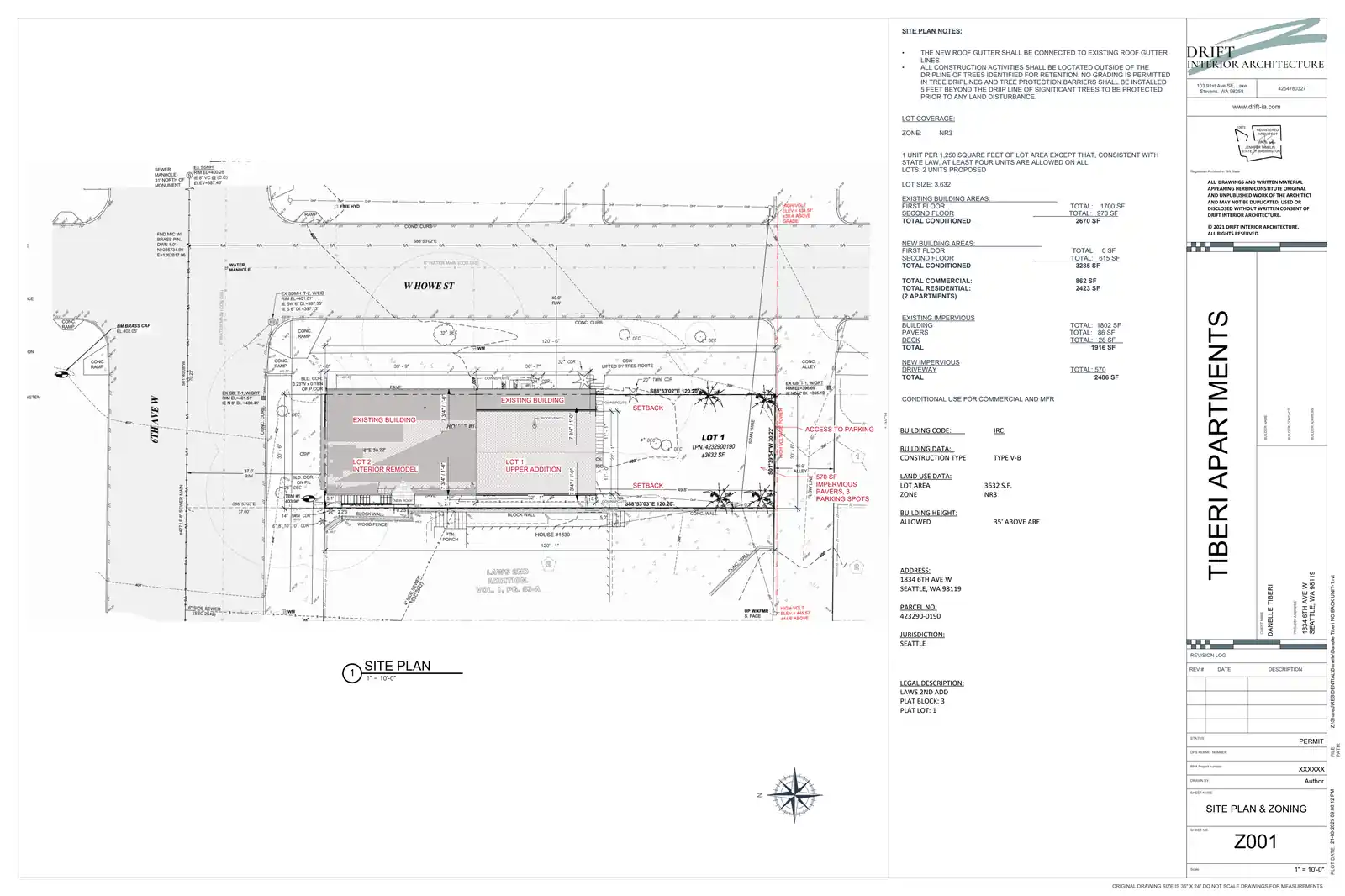 Site plan for 1834 6th Ave W