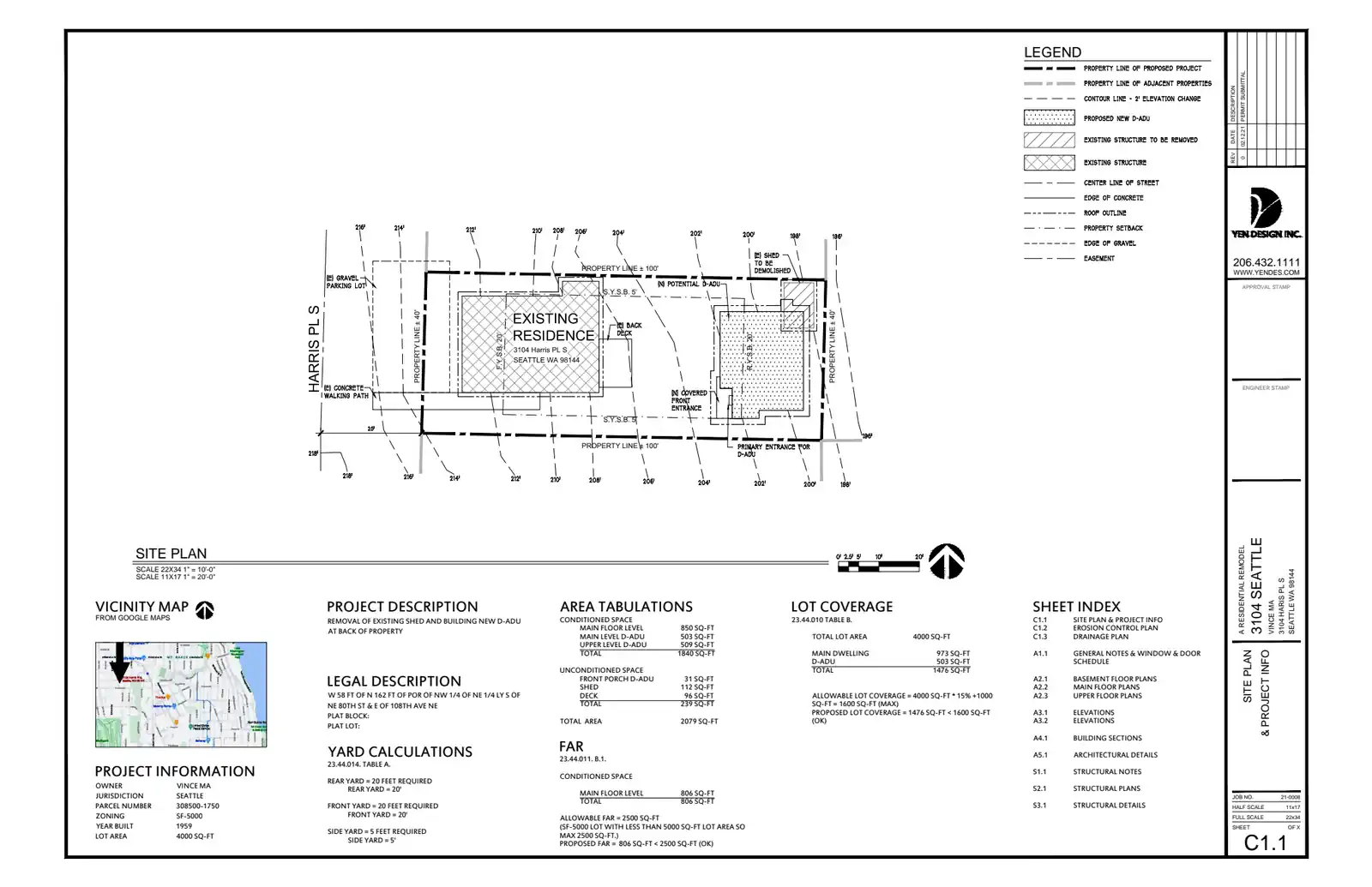 Site plan for 3104 Harris Pl S