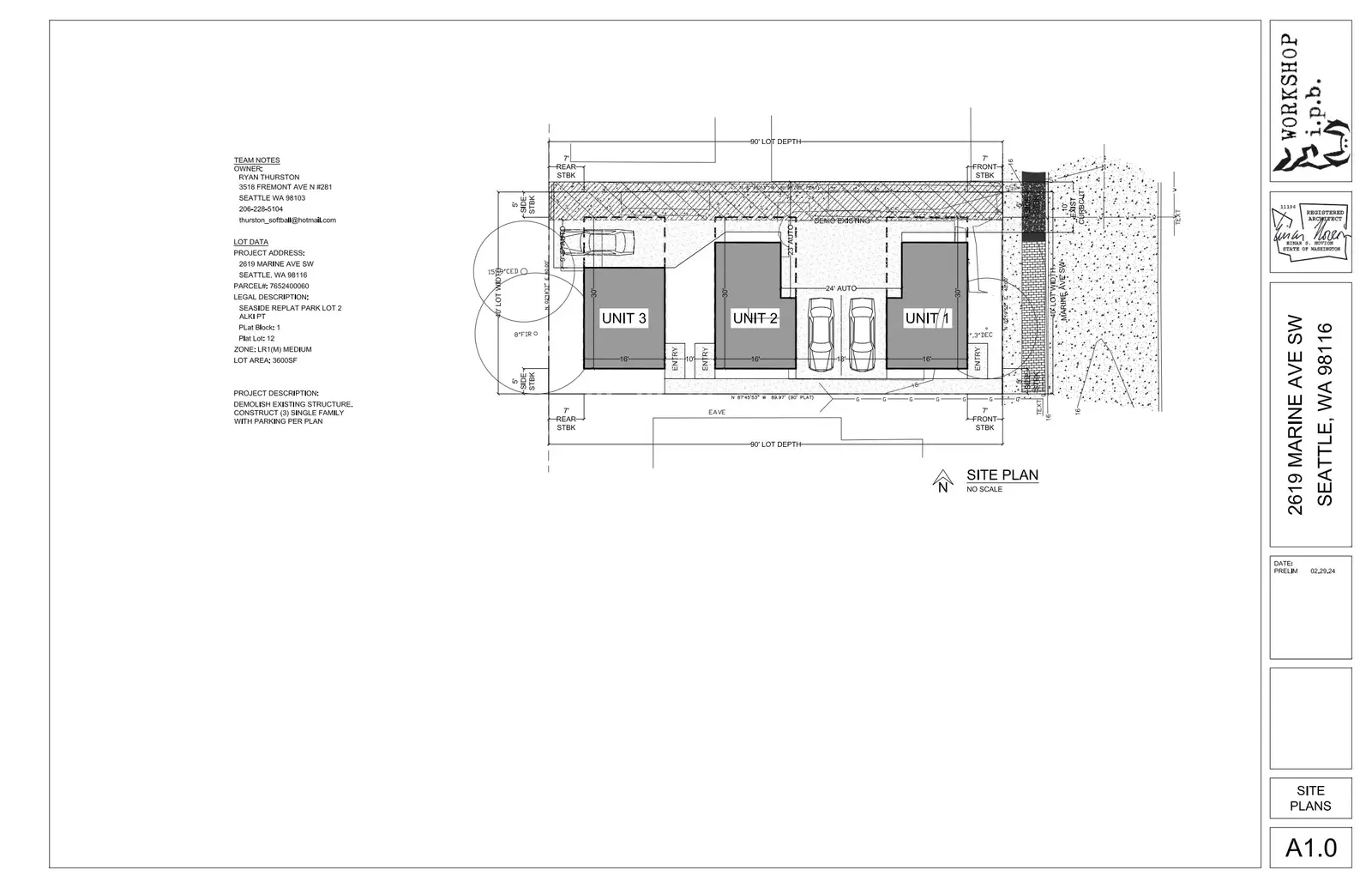 Site plan for 2619 Marine Ave SW