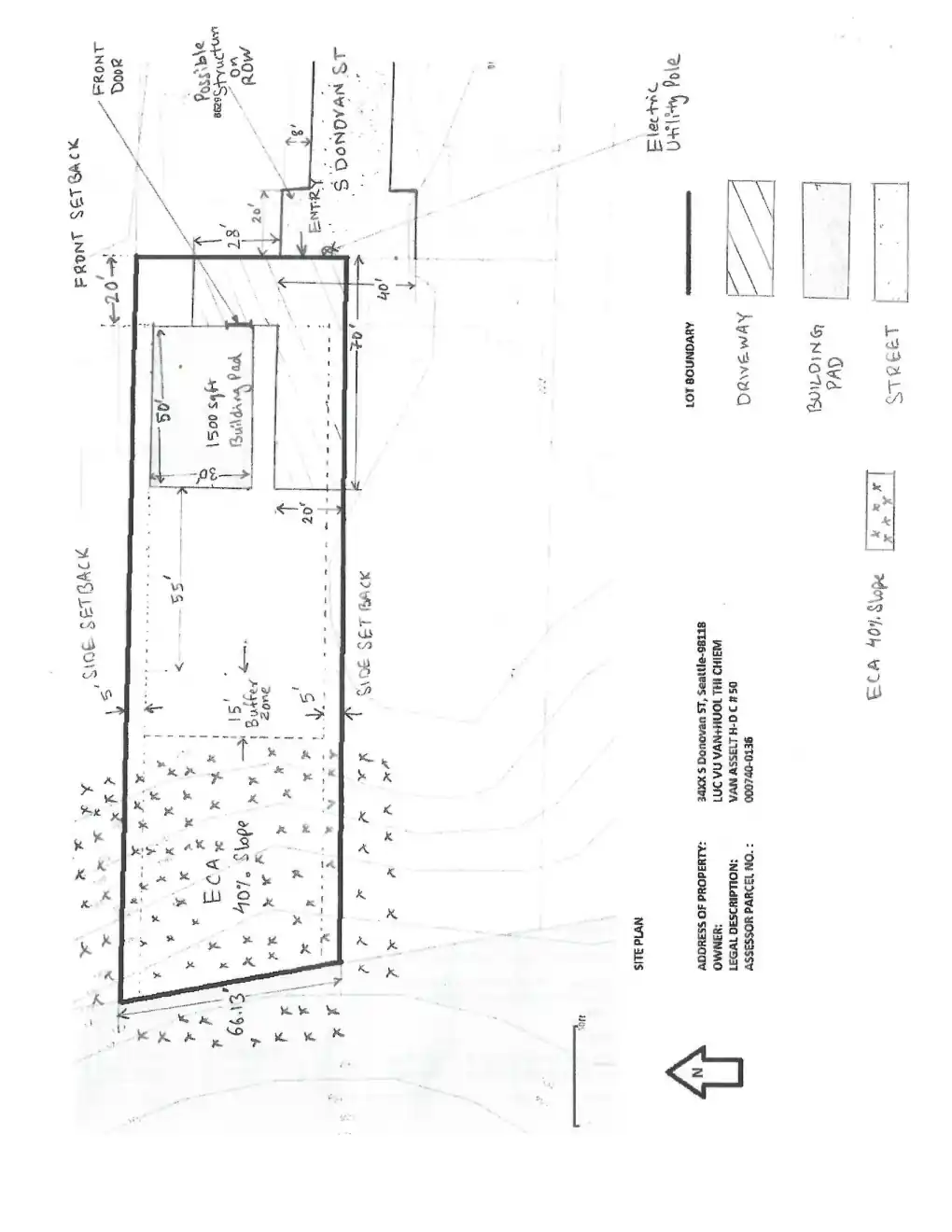 Site plan for 3418 S Donovan St